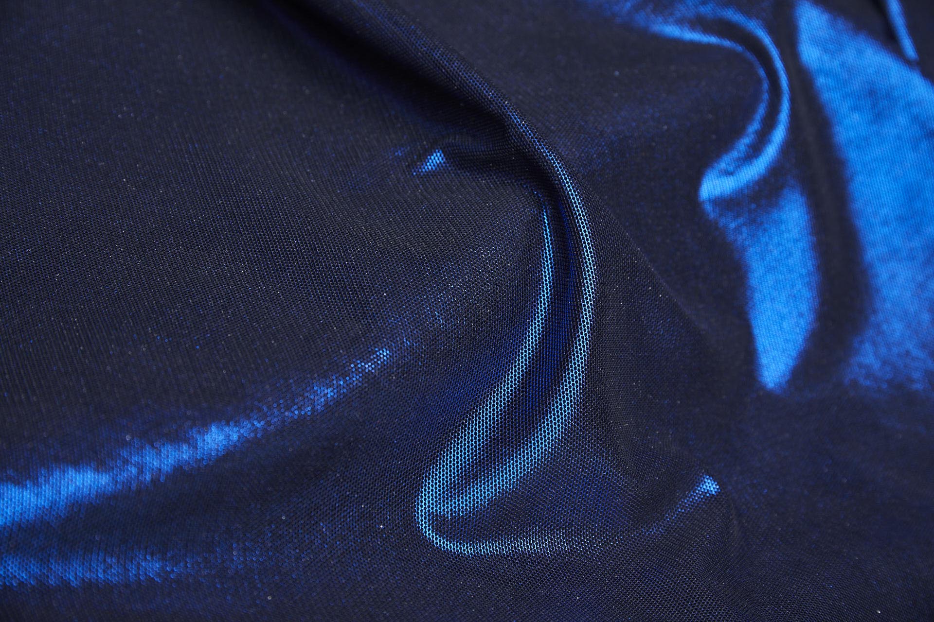 Foiled Stretch Tulle Bodystocking - Black / Blue - 0.5m Piece fabric, image 4 of 9