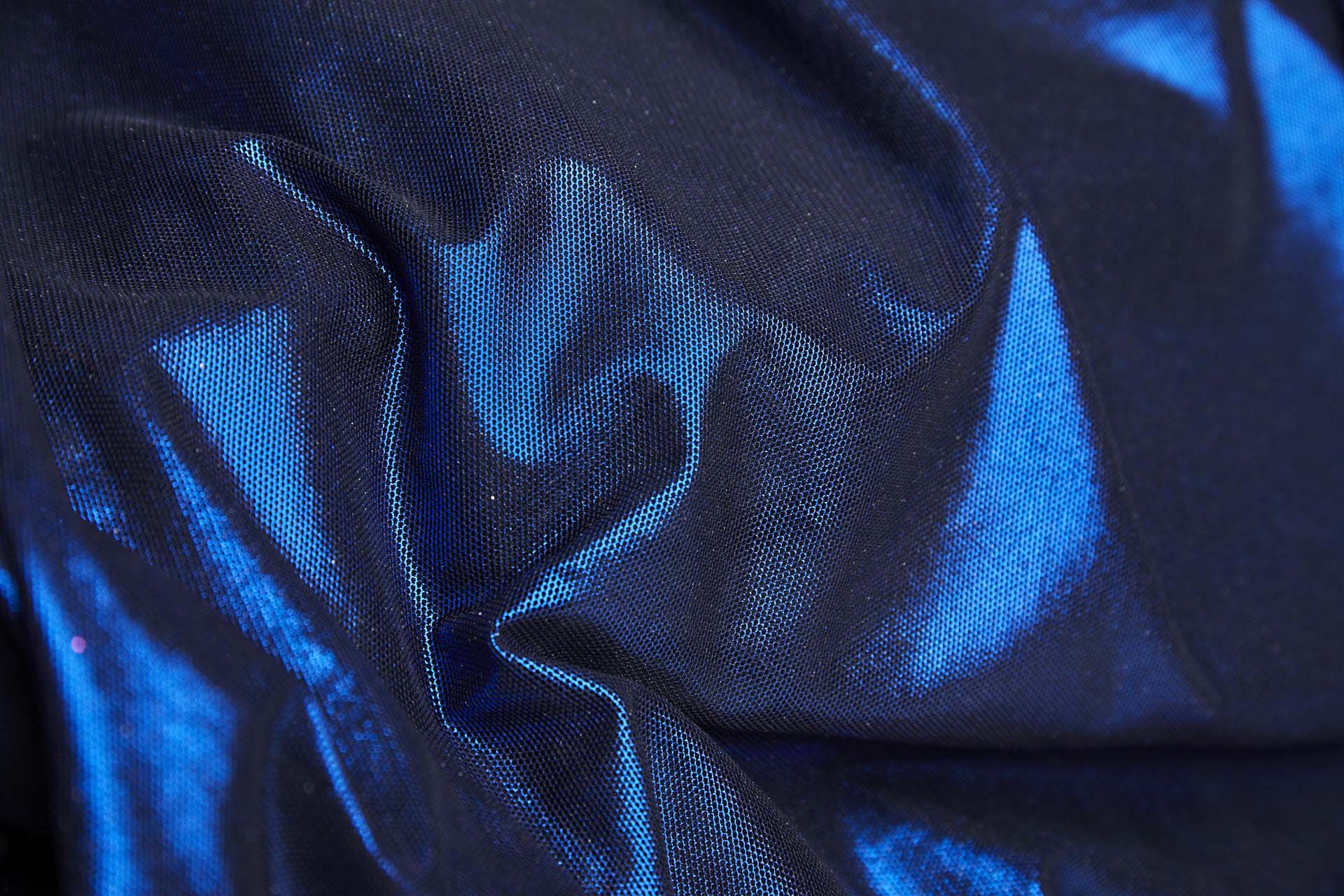 Foiled Stretch Tulle Bodystocking - Black / Blue - 0.5m Piece fabric, image 5 of 9