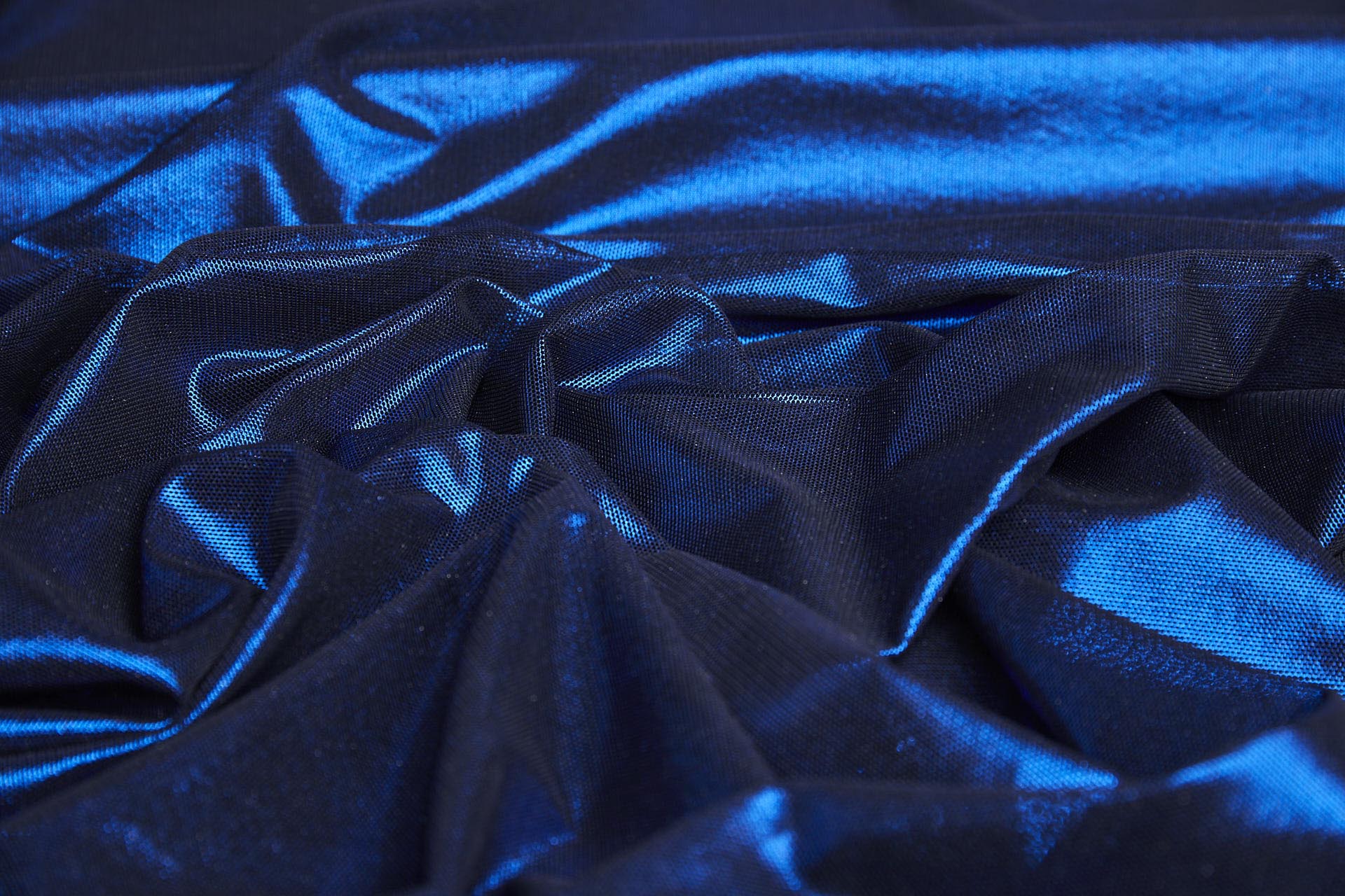 Foiled Stretch Tulle Bodystocking - Black / Blue - 0.5m Piece fabric, image 7 of 9