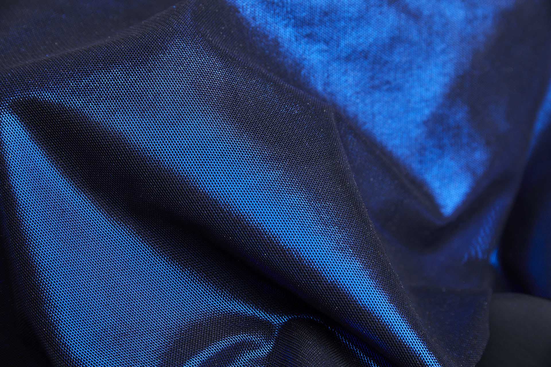 Foiled Stretch Tulle Bodystocking - Black / Blue - 0.5m Piece fabric, image 8 of 9