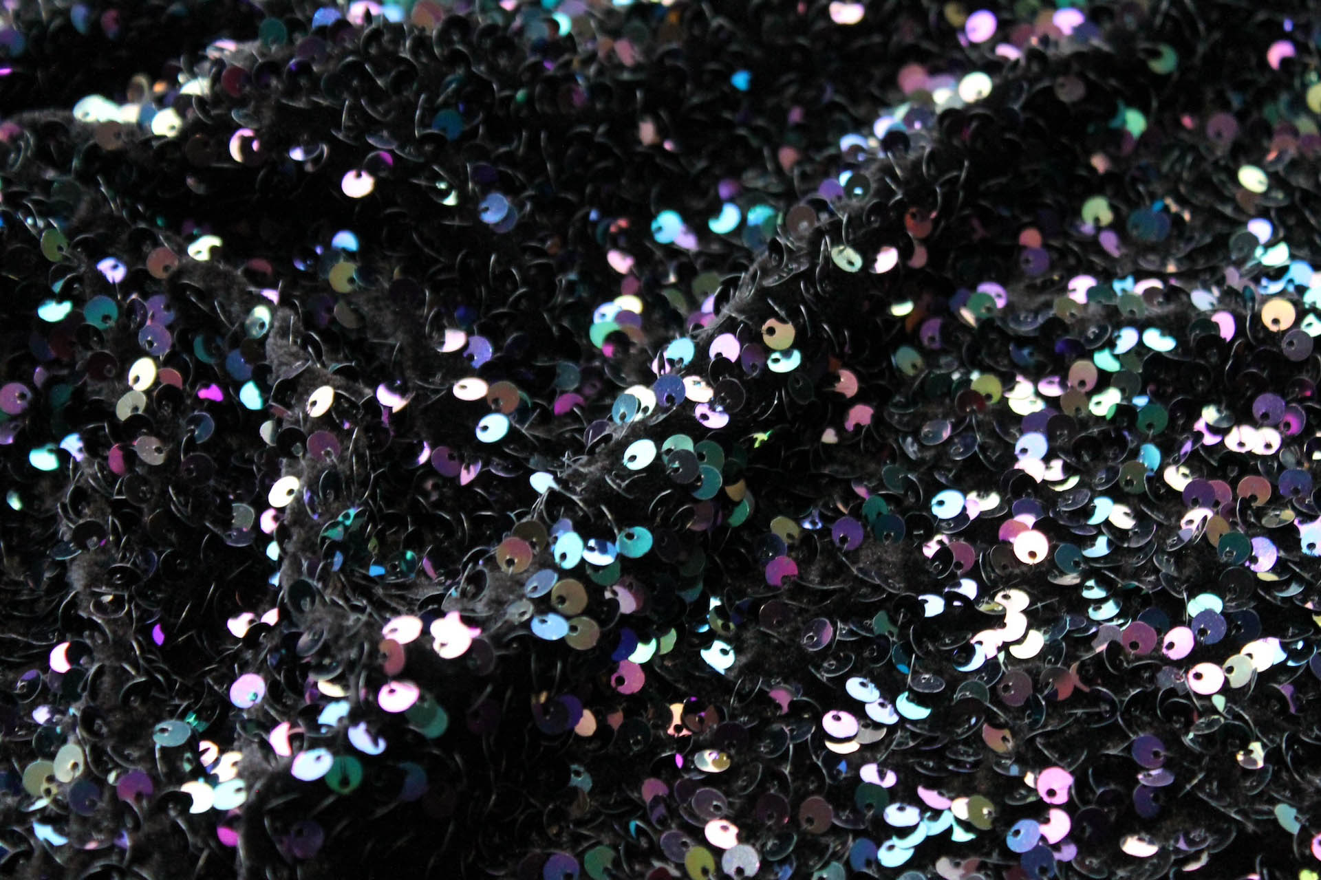 Black Stretch Velour with Iridescent Black Sequins fabric, image 2 of 6