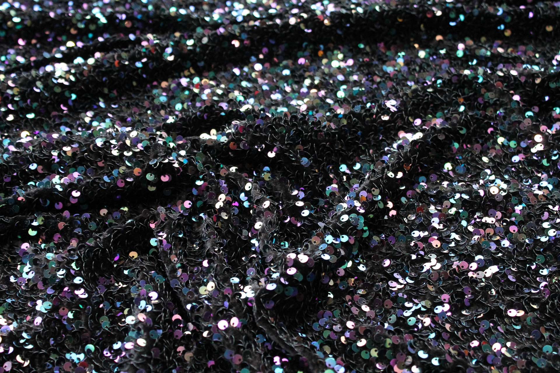 Black Stretch Velour with Iridescent Black Sequins fabric, image 6 of 6