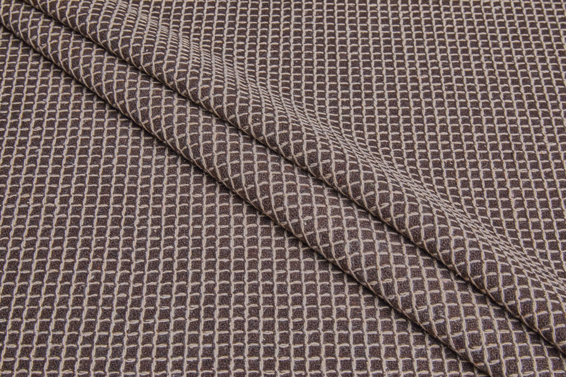 Squares and Crosses Rustic Wool - Brown and Beige fabric, image 8 of 9