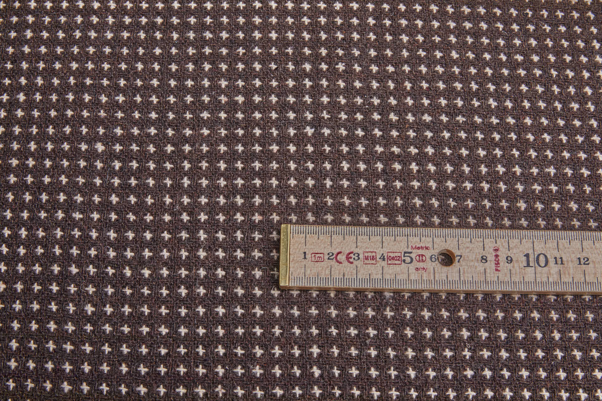Squares and Crosses Rustic Wool - Brown and Beige fabric, image 4 of 9