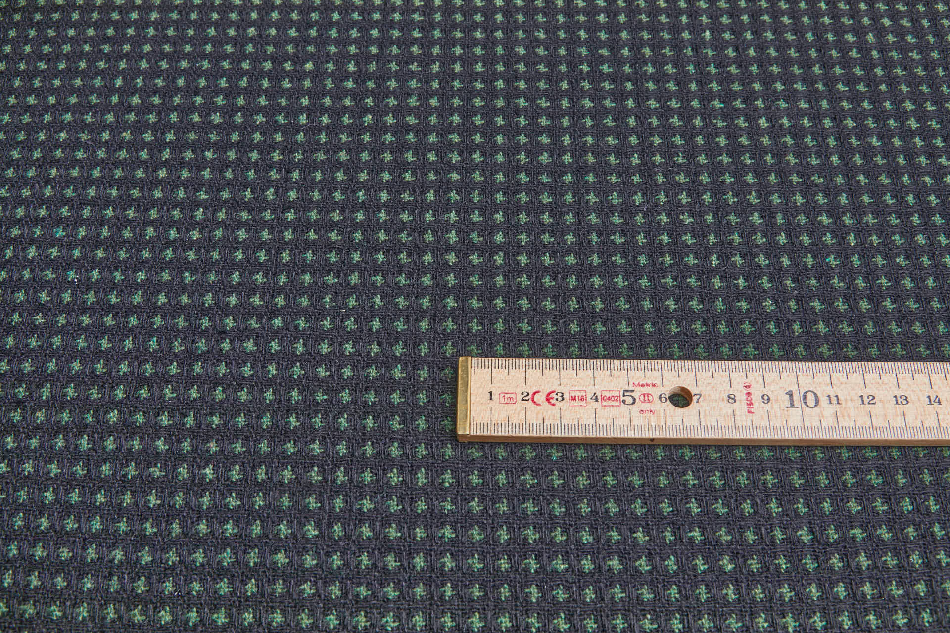 Squares and Crosses Rustic Wool - Black and Green fabric, image 7 of 8