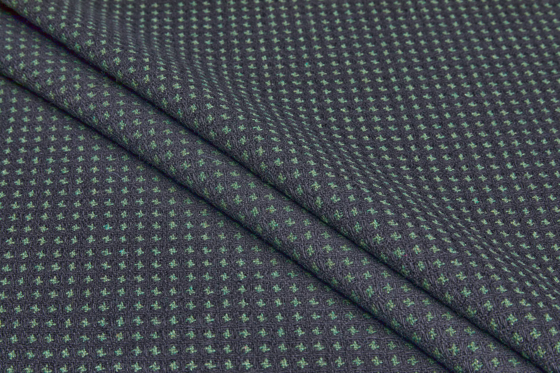 Squares and Crosses Rustic Wool - Black and Green fabric, image 5 of 8