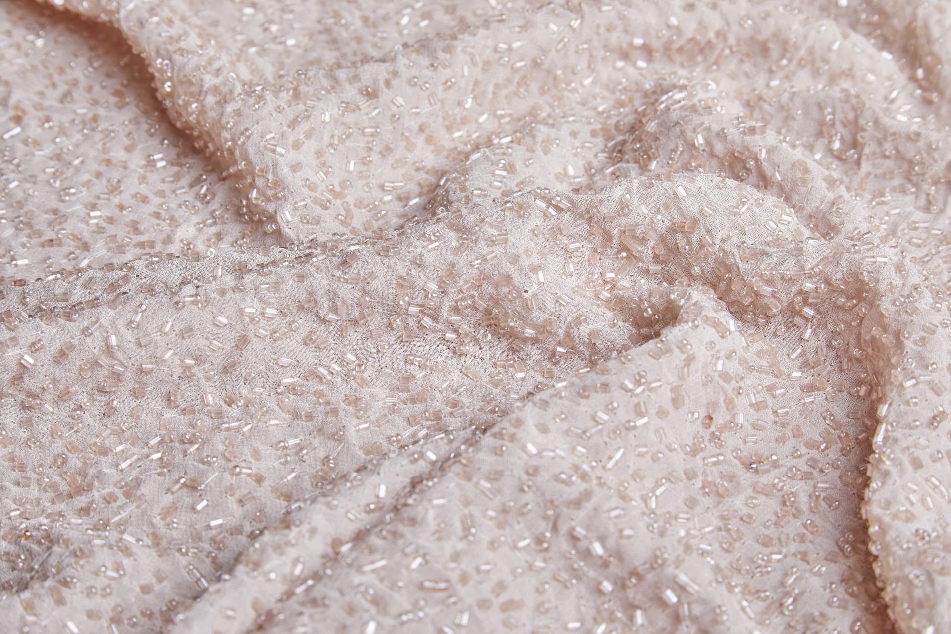 Beaded Silk Chiffon - Vintage Pink (New) fabric, image 4 of 5