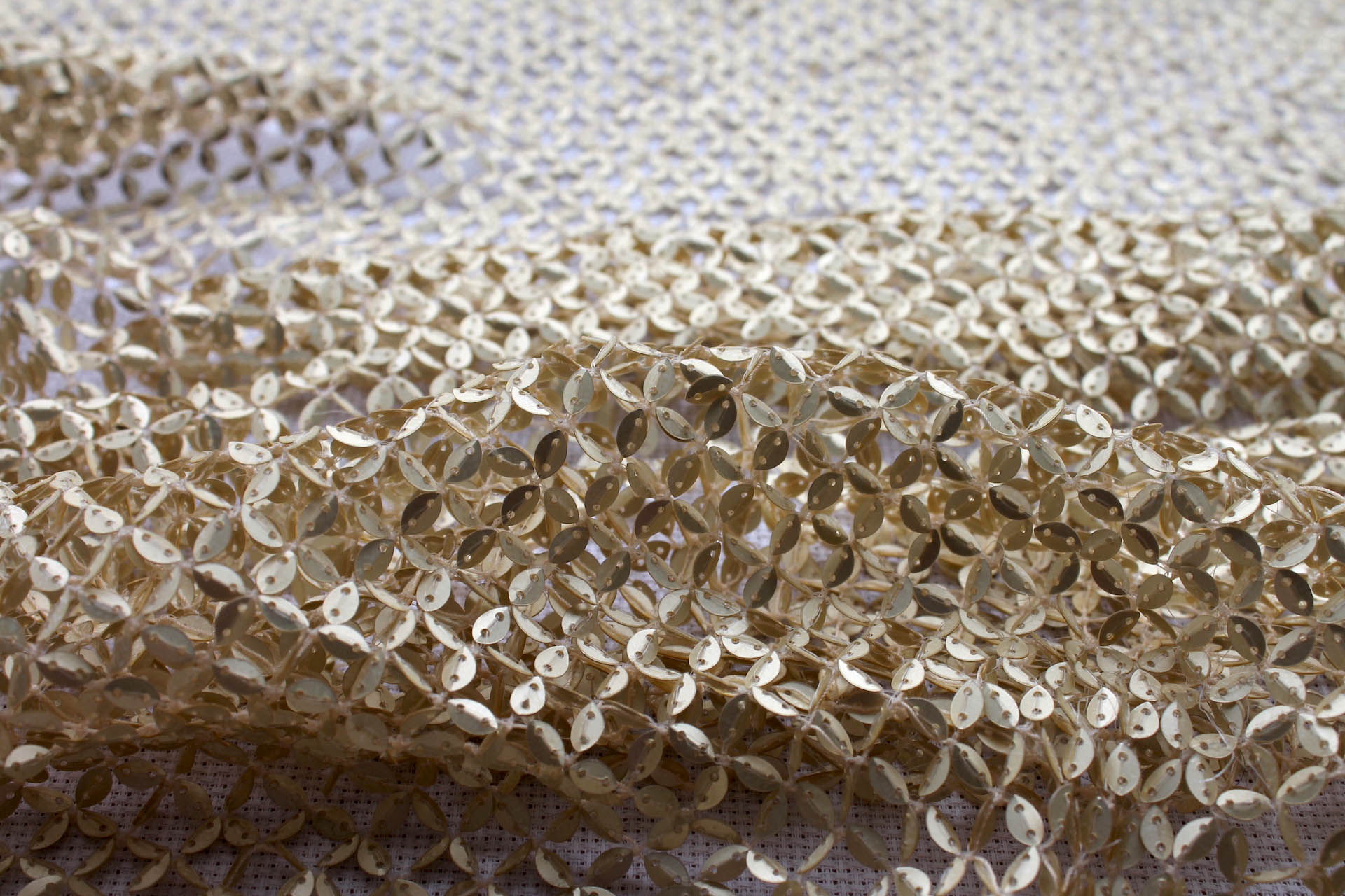 Sequinned Fishnet - Matte Gold fabric, image 5 of 6