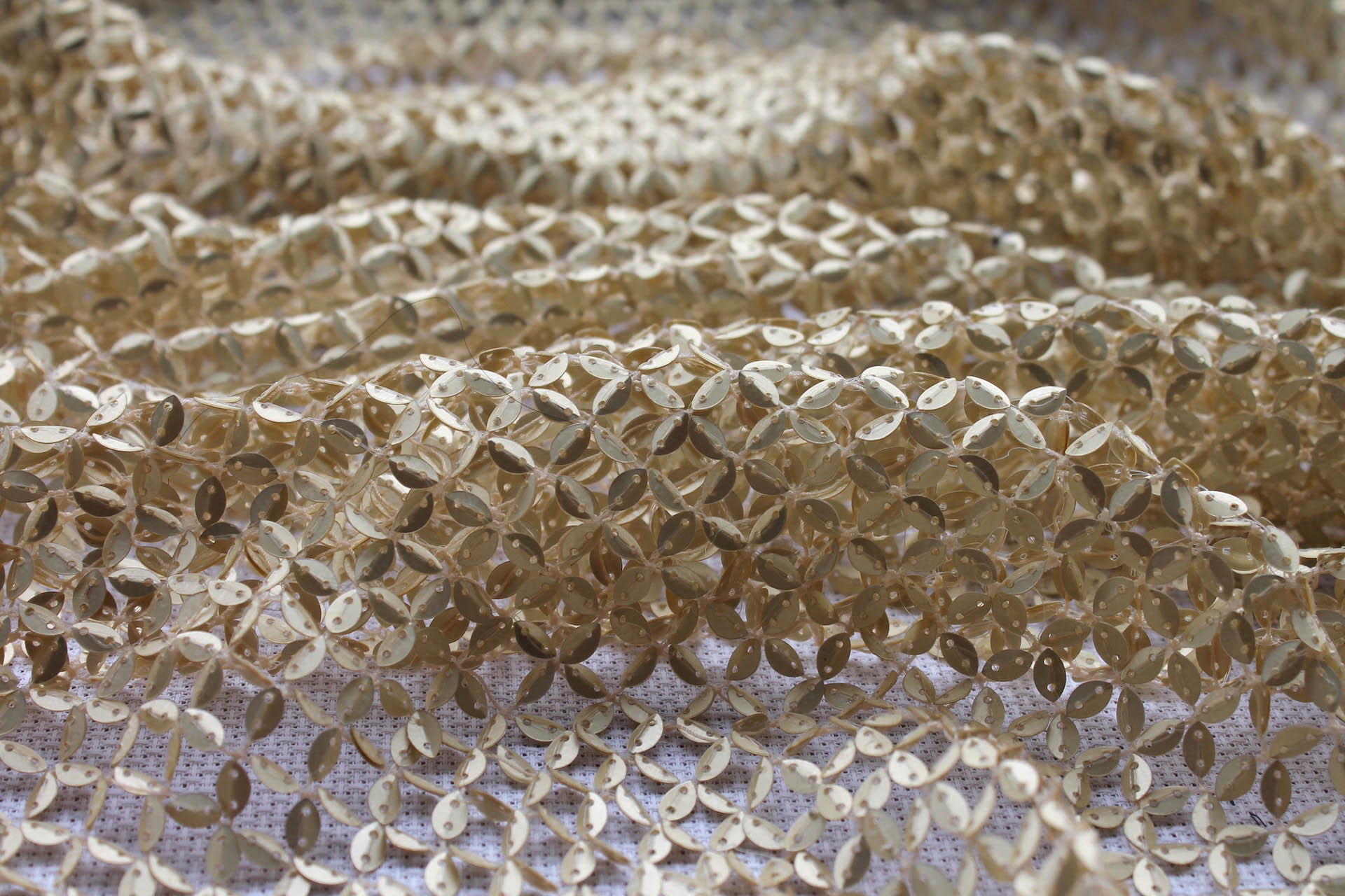 Sequinned Fishnet - Matte Gold fabric