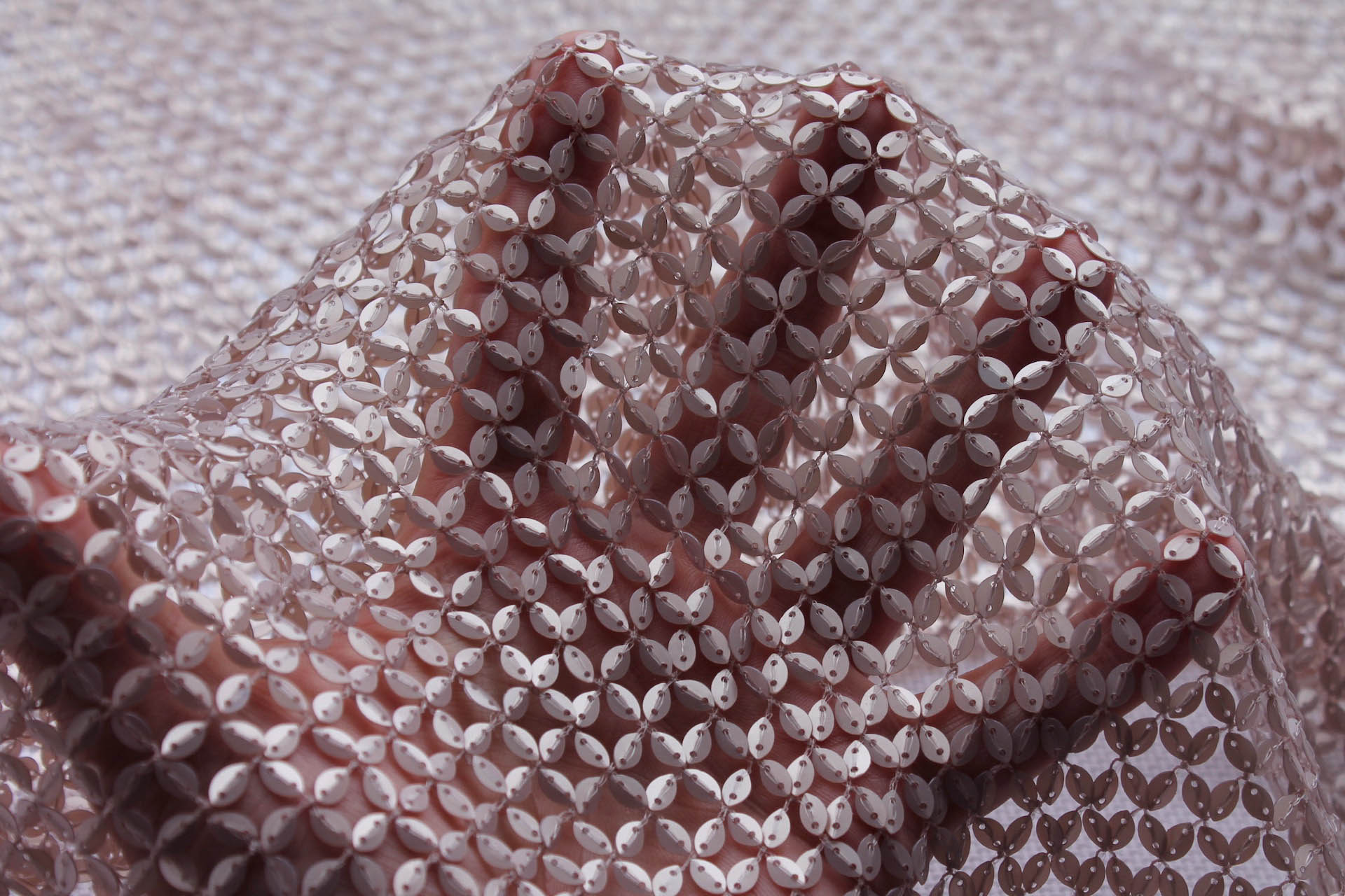 Sequinned Fishnet - Mauve fabric, image 6 of 6