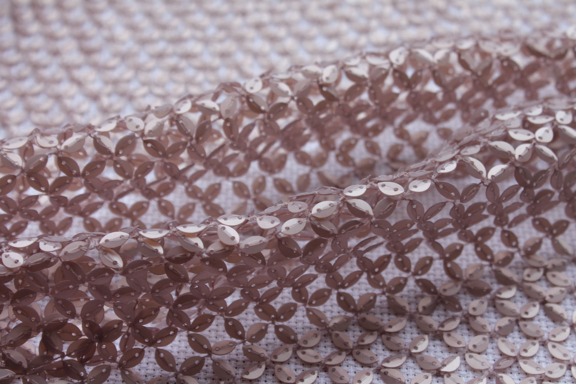 Sequinned Fishnet - Mauve fabric