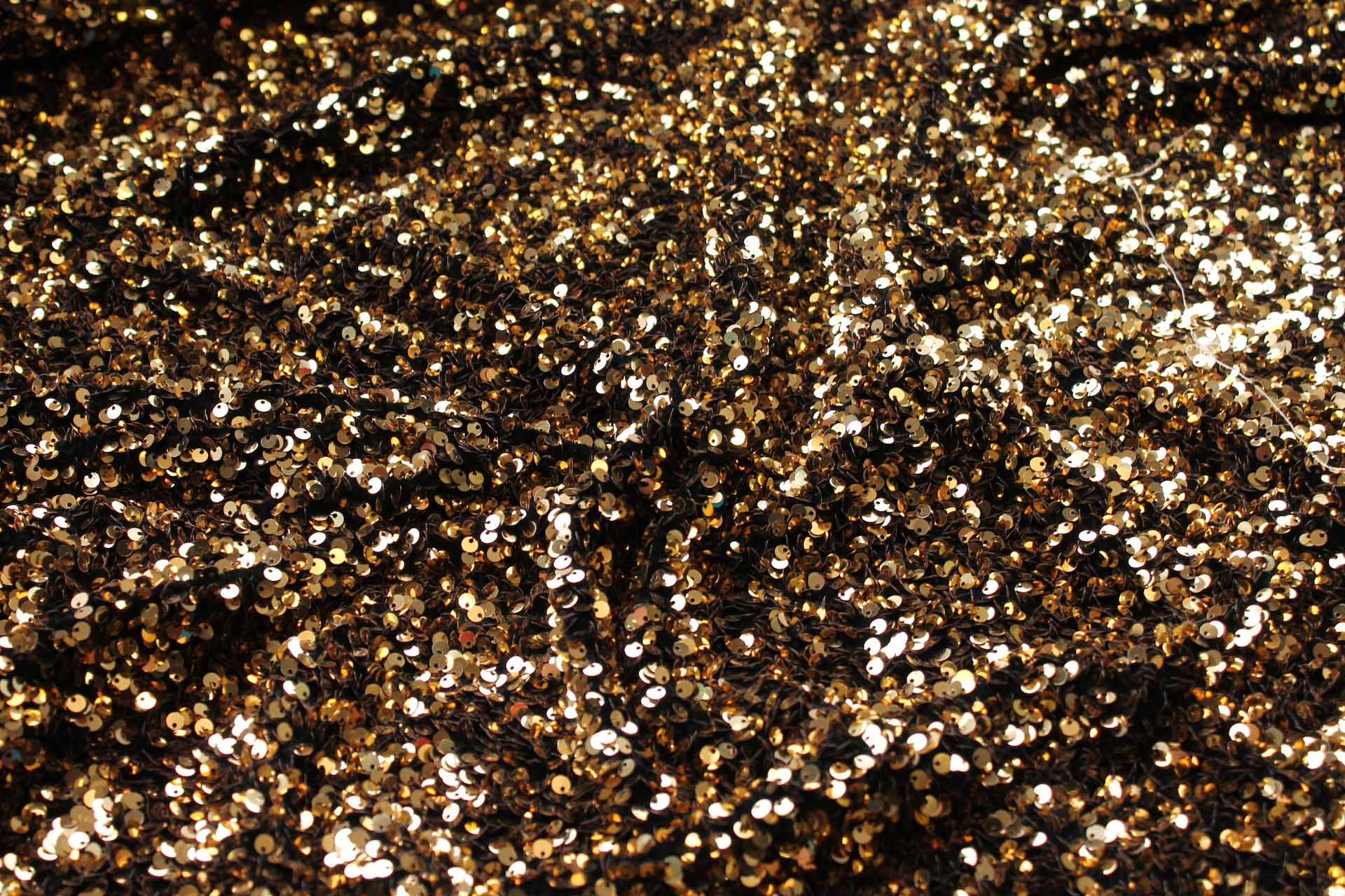 Black Stretch Velour with Gold Sequins fabric, image 2 of 5