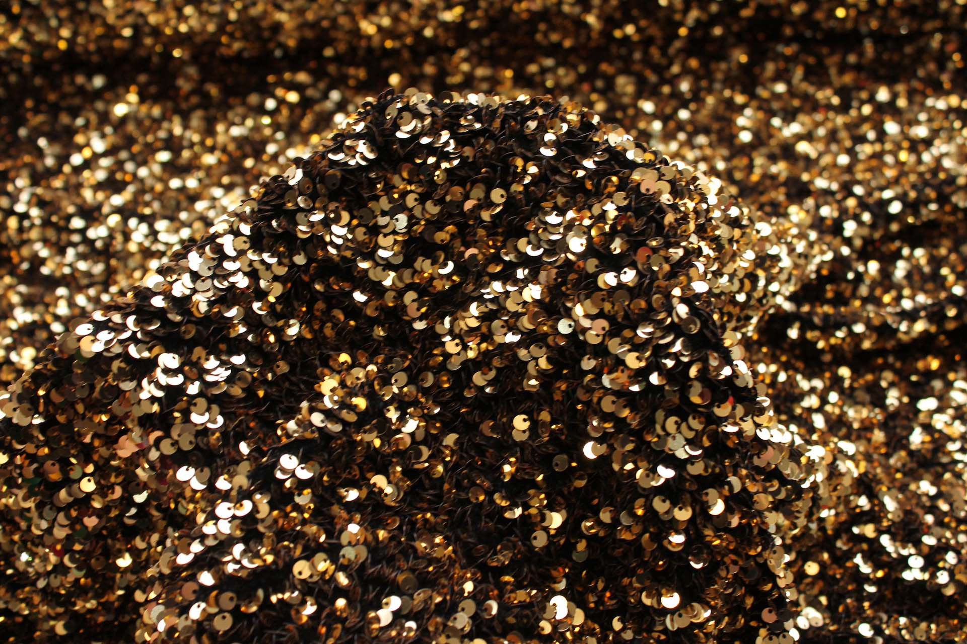 Black Stretch Velour with Gold Sequins fabric, image 4 of 5