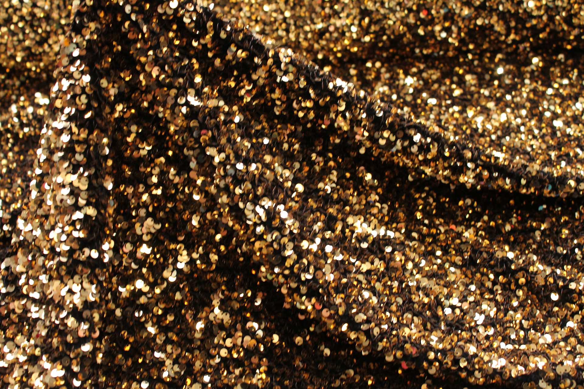 Black Stretch Velour with Gold Sequins fabric, image 5 of 5