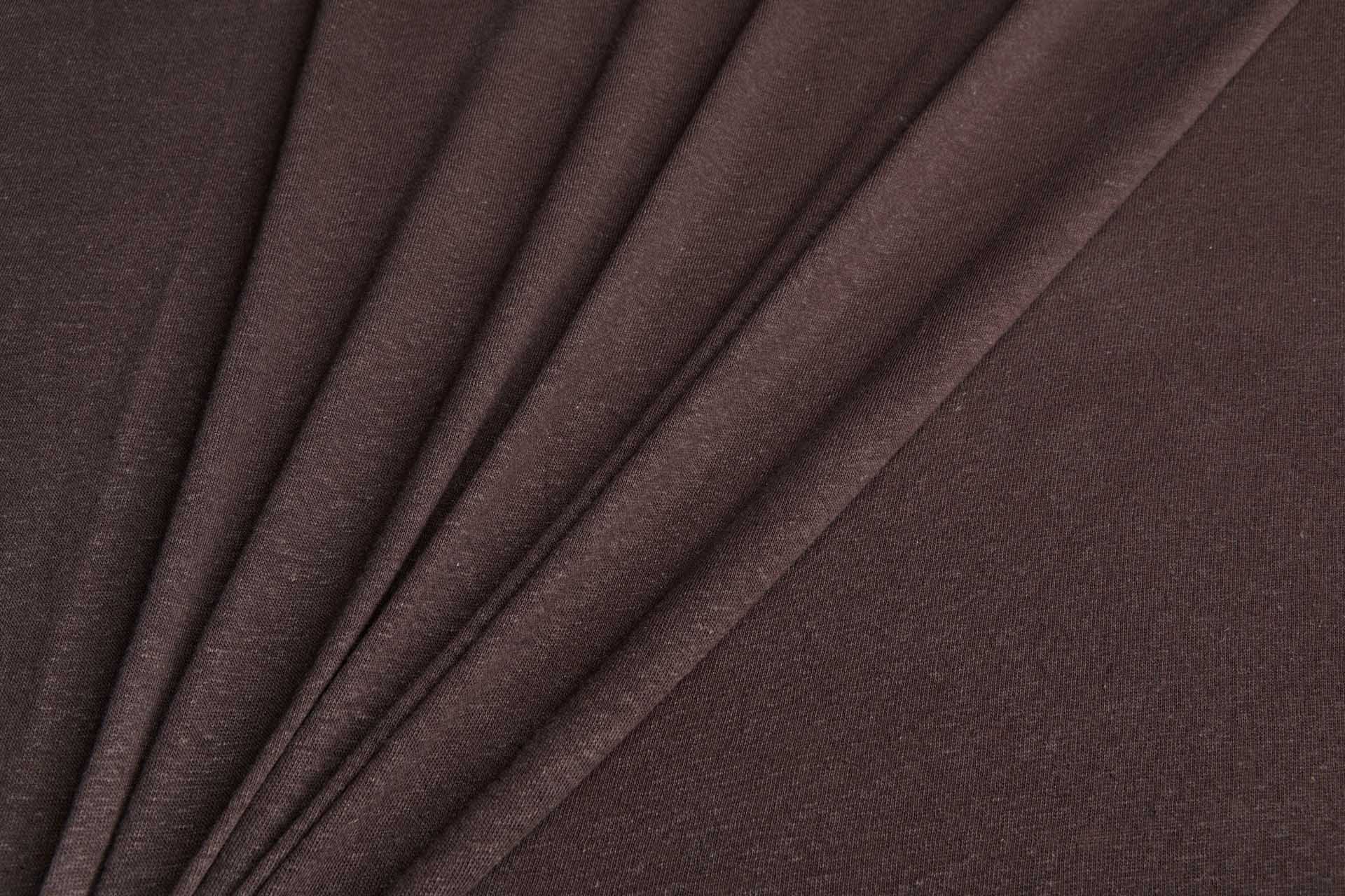 Dark Chocolate Linen Mix Jersey fabric, image 2 of 5