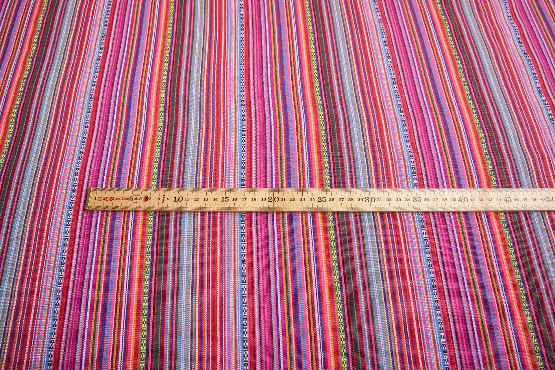 "Mexicana" Striped Woven Cotton Blend - Pinks, Blues & Purples fabric, image 6 of 9