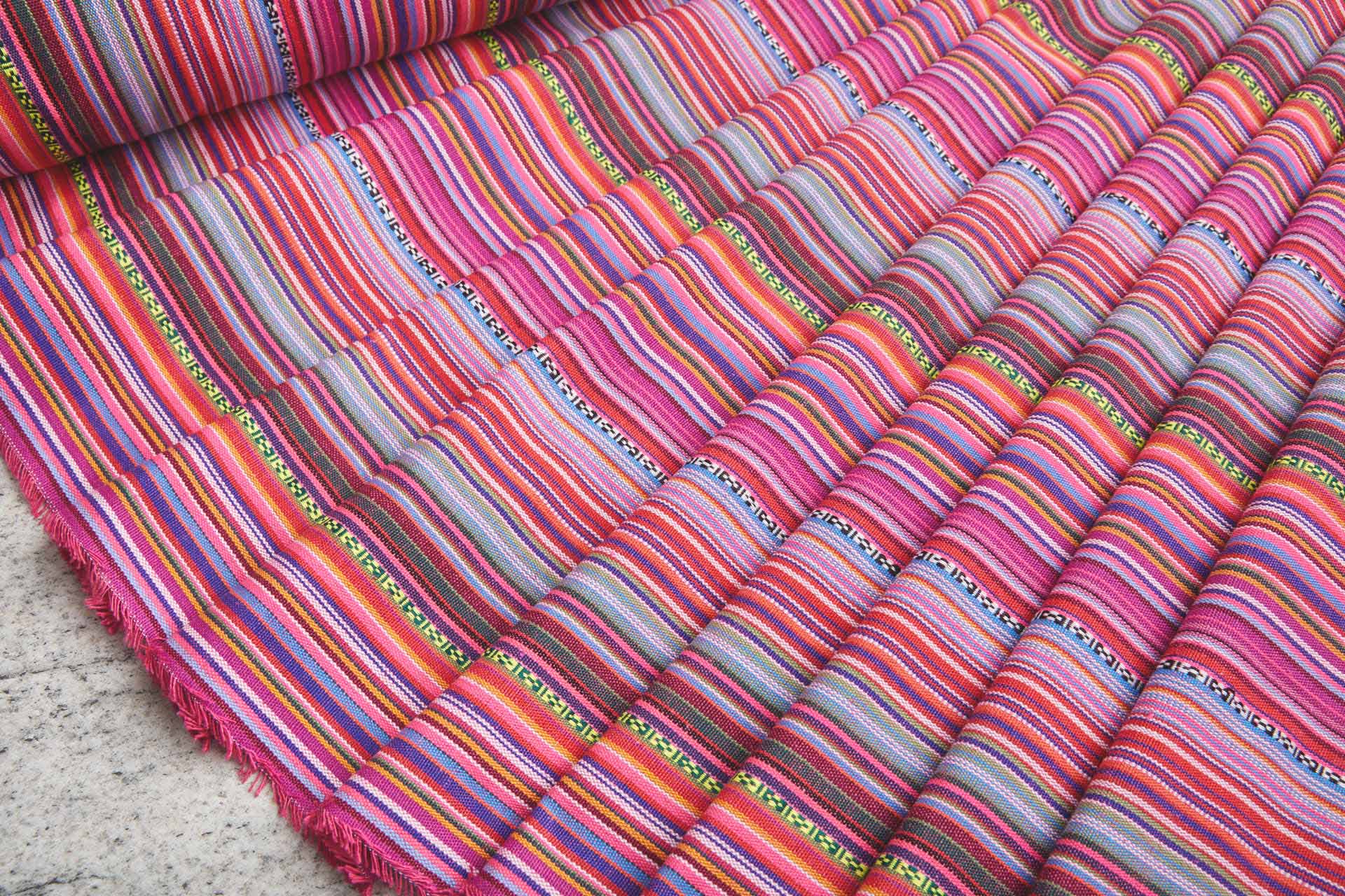 "Mexicana" Striped Woven Cotton Blend - Pinks, Blues & Purples fabric
