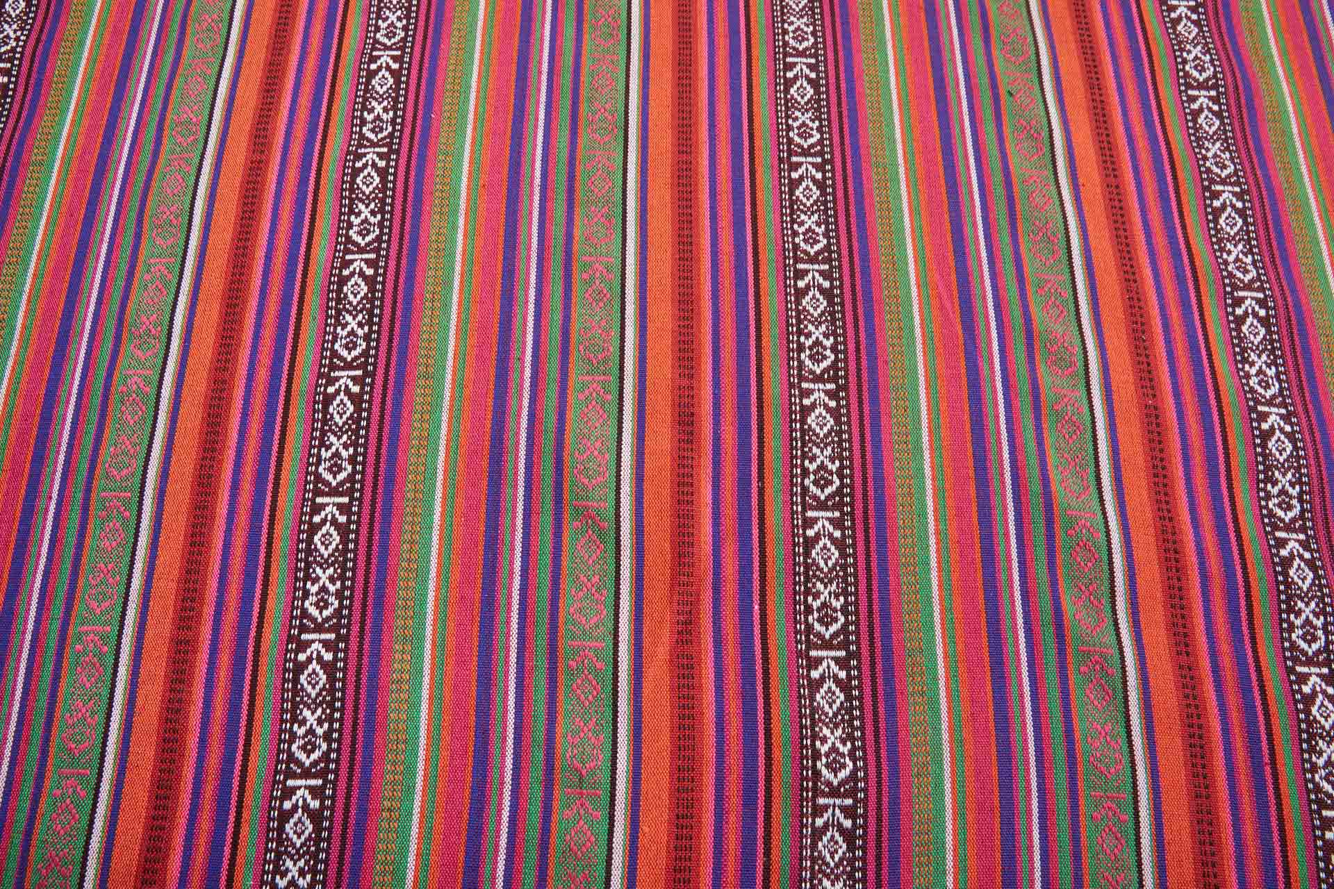 "Mexicana" Striped Woven Cotton Blend - Orange, Purple & Green fabric, image 8 of 8
