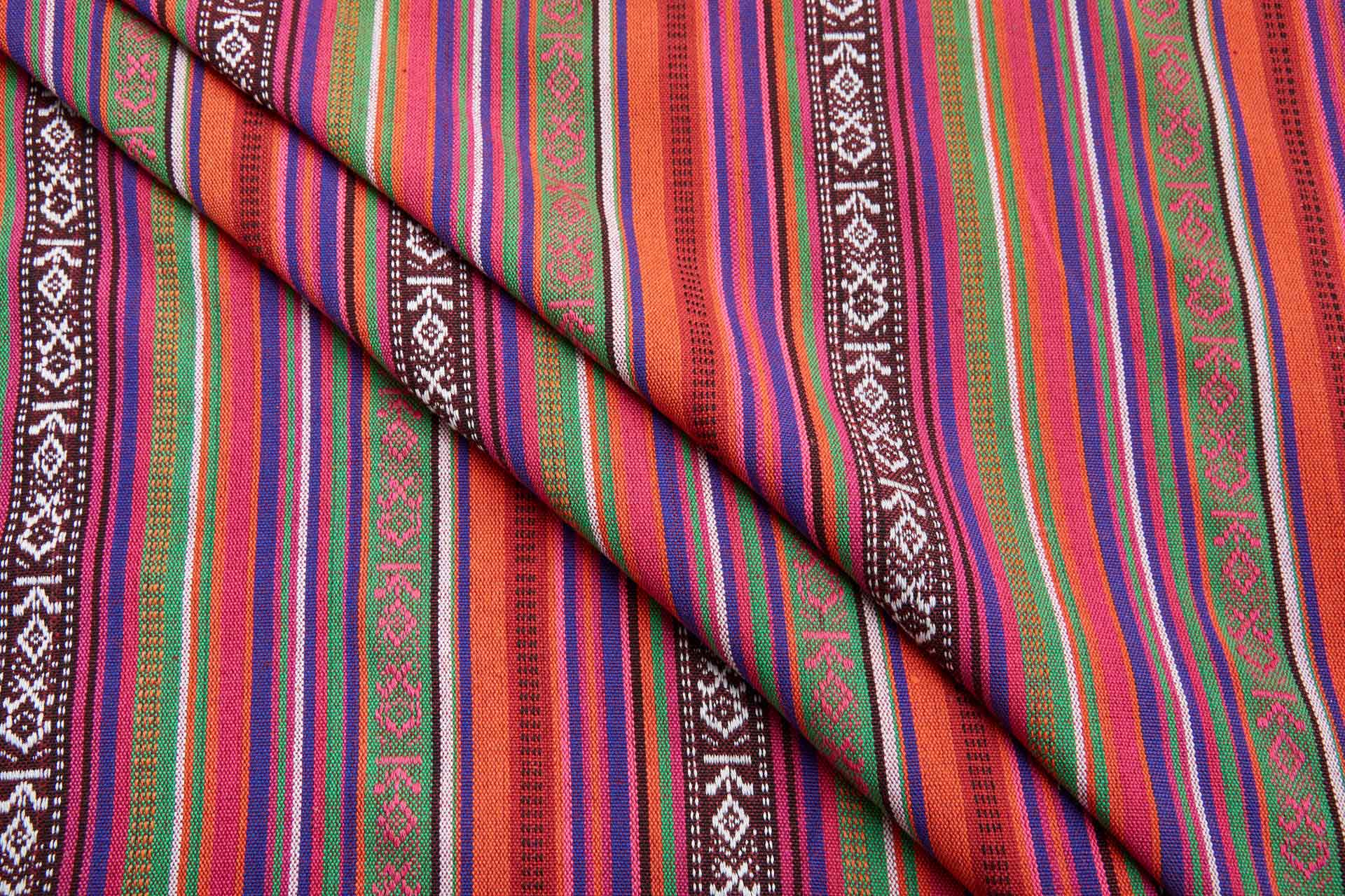"Mexicana" Striped Woven Cotton Blend - Orange, Purple & Green fabric, image 3 of 8