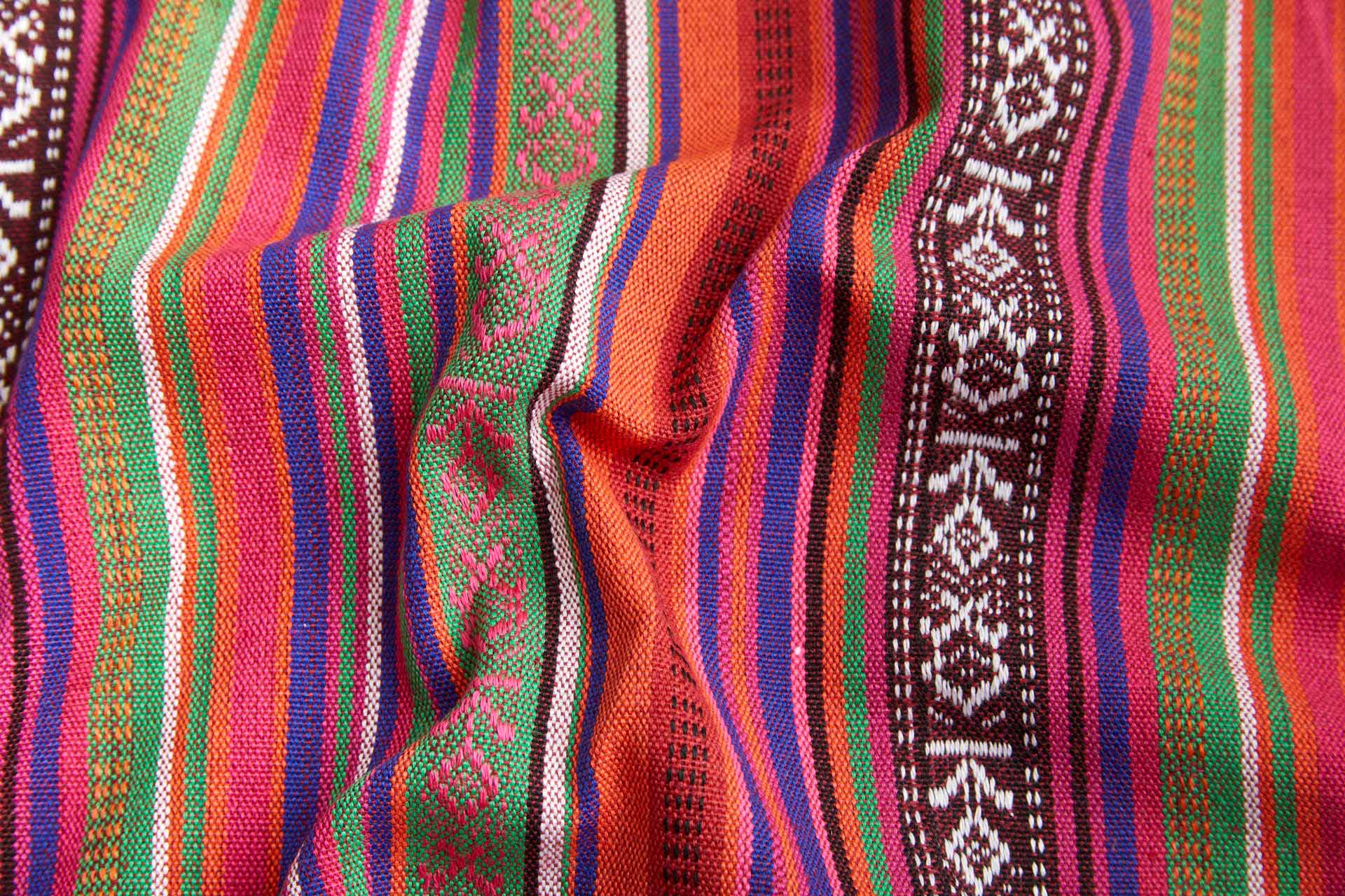 "Mexicana" Striped Woven Cotton Blend - Orange, Purple & Green fabric, image 5 of 8