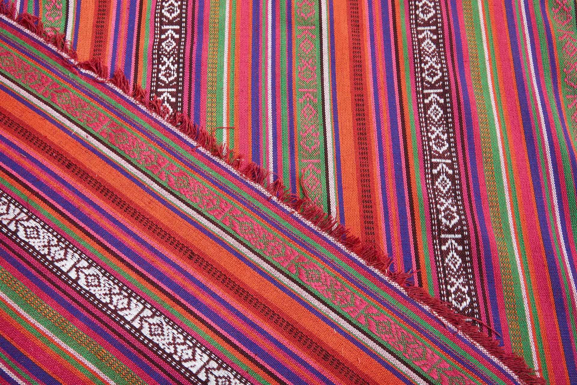"Mexicana" Striped Woven Cotton Blend - Orange, Purple & Green fabric, image 6 of 8