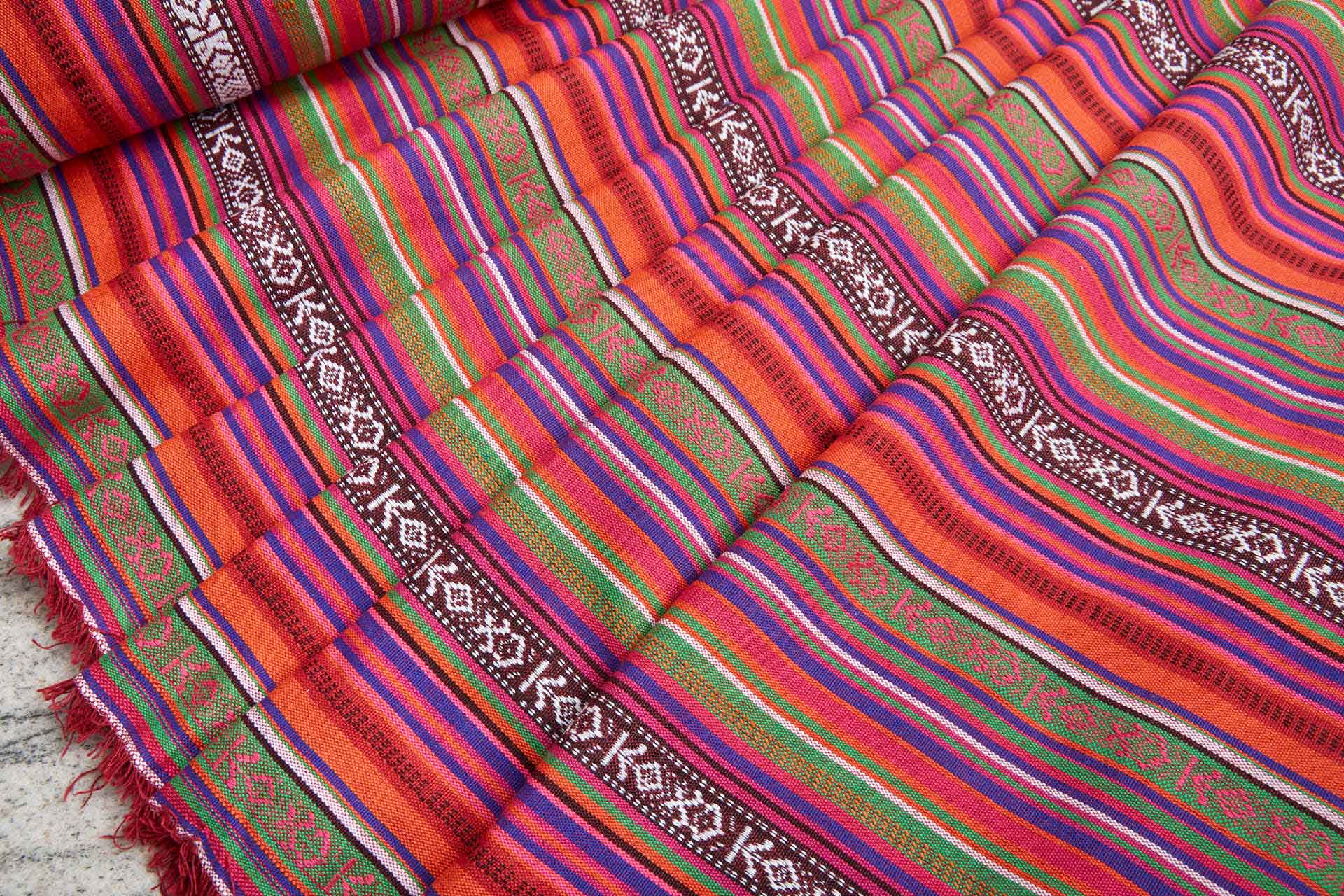 "Mexicana" Striped Woven Cotton Blend - Orange, Purple & Green fabric