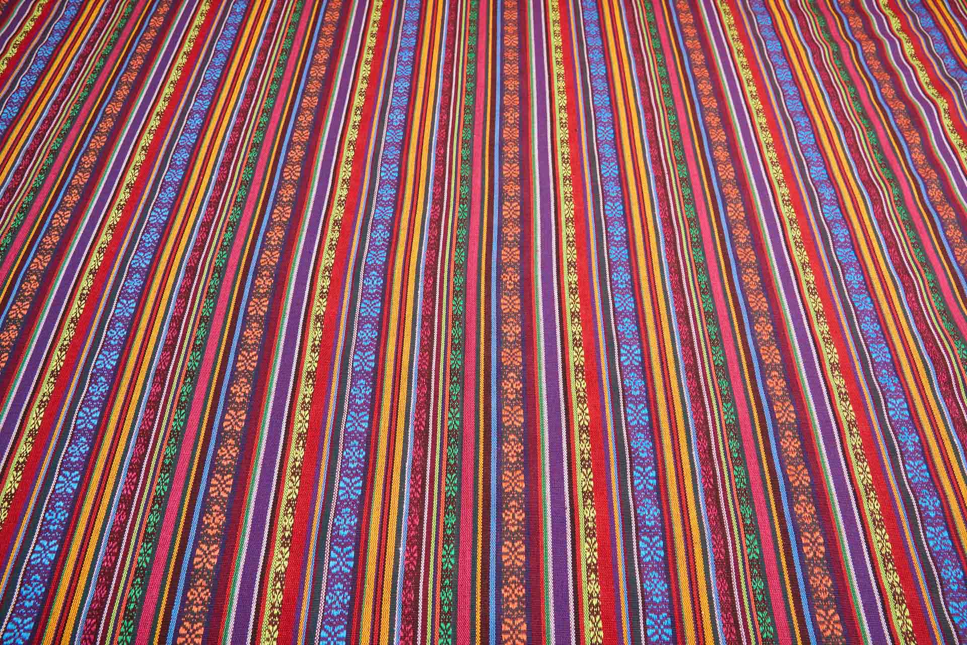 "Mexicana" Striped Woven Cotton Blend - Reds, Blues & Orange fabric, image 9 of 9