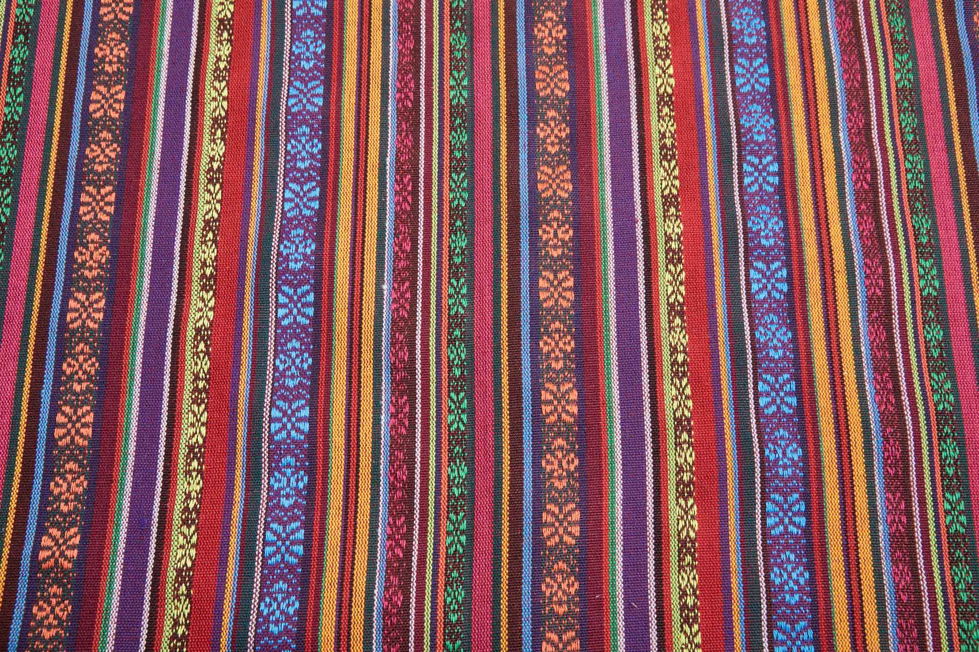 "Mexicana" Striped Woven Cotton Blend - Reds, Blues & Orange fabric, image 3 of 9