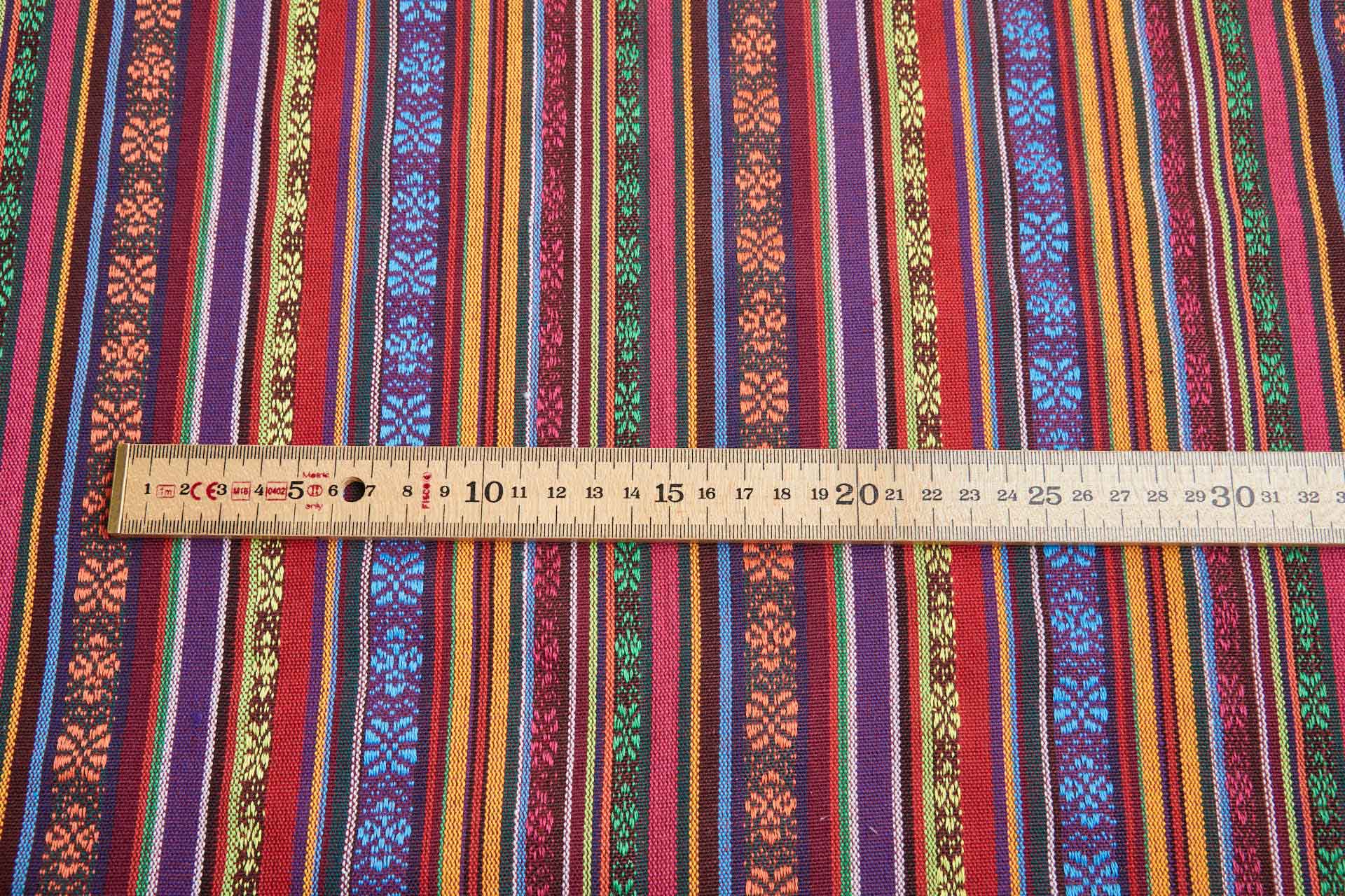 "Mexicana" Striped Woven Cotton Blend - Reds, Blues & Orange fabric, image 8 of 9