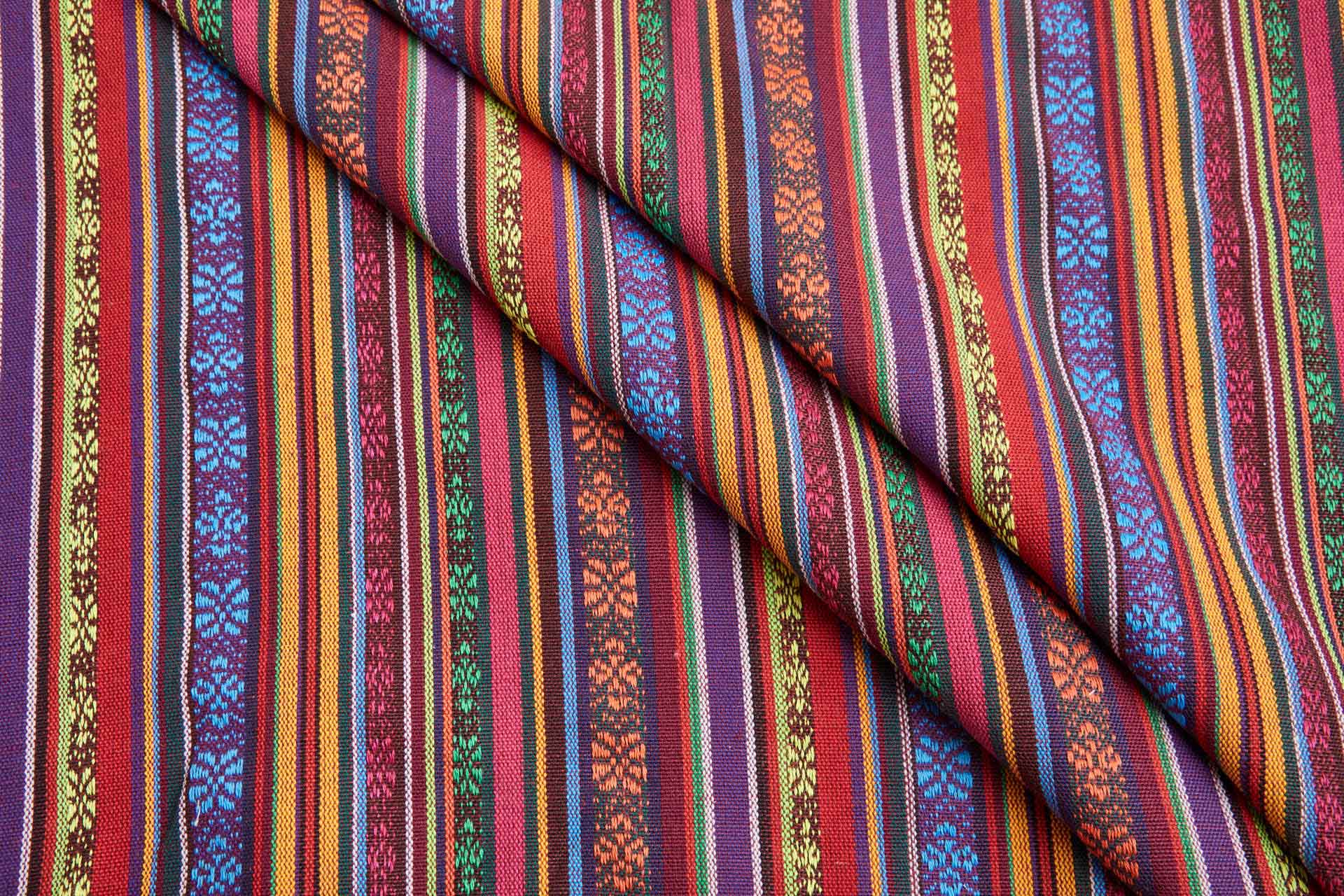 "Mexicana" Striped Woven Cotton Blend - Reds, Blues & Orange fabric, image 5 of 9