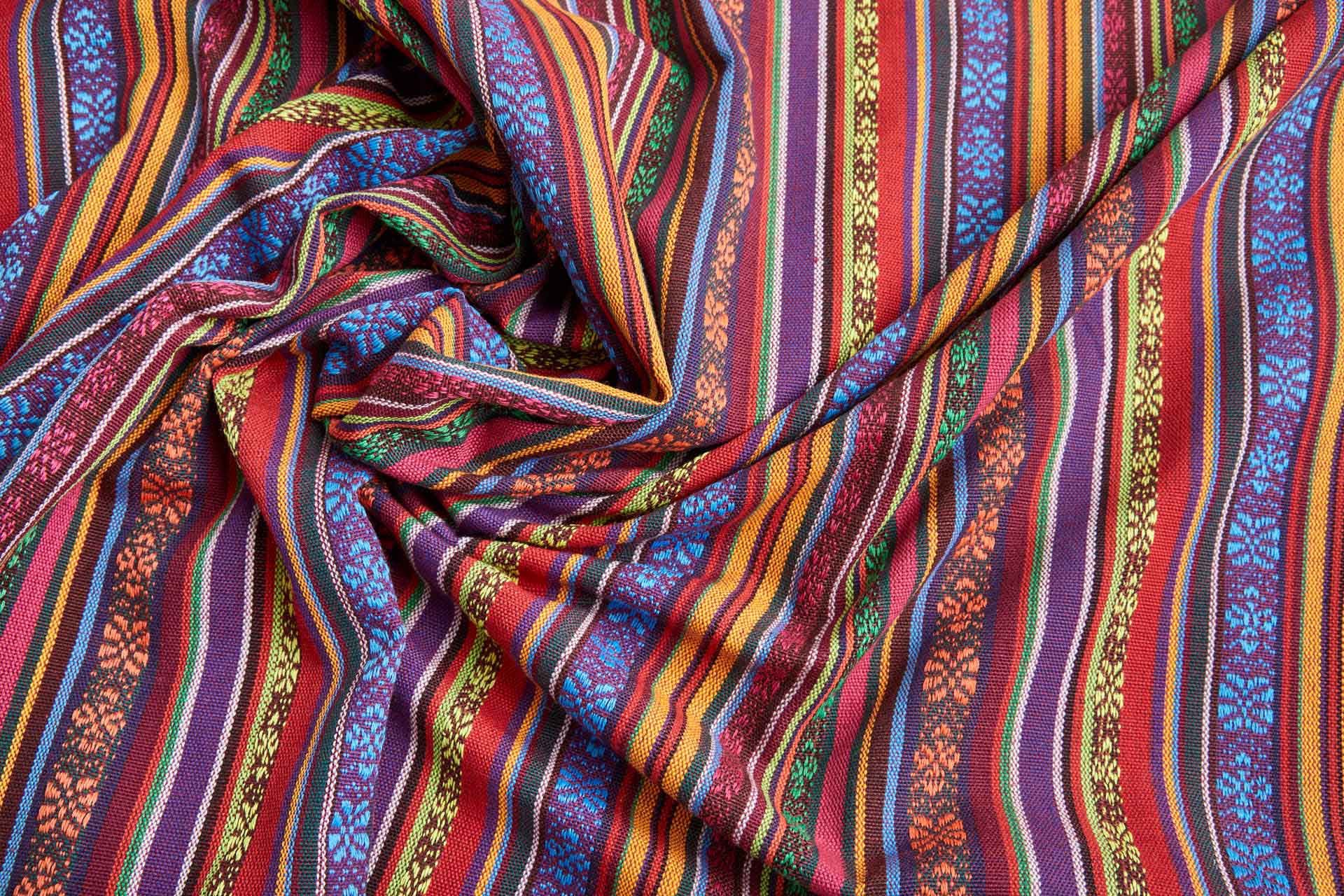 "Mexicana" Striped Woven Cotton Blend - Reds, Blues & Orange fabric, image 4 of 9