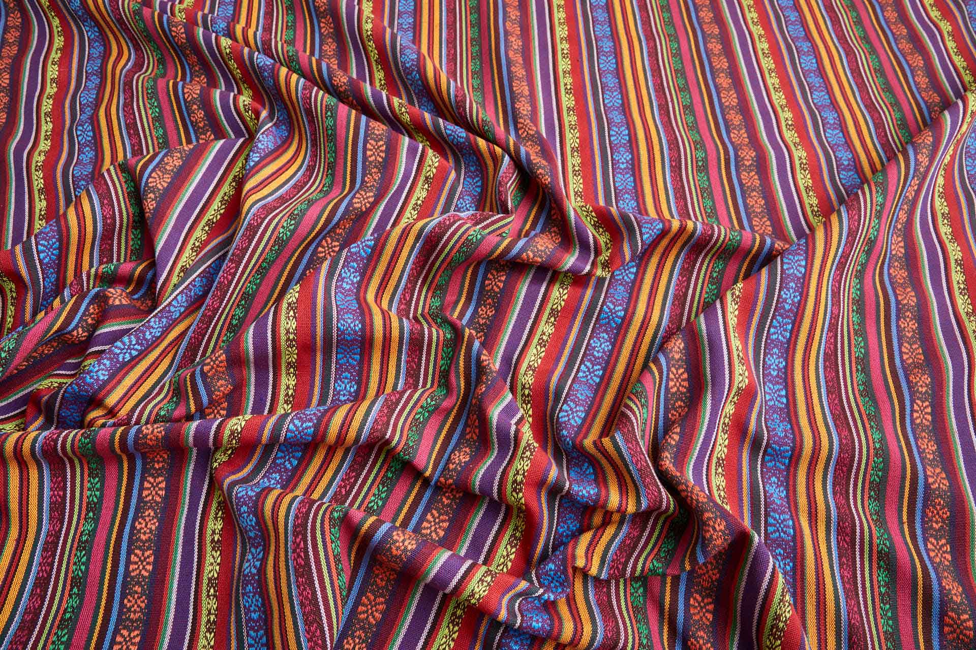 "Mexicana" Striped Woven Cotton Blend - Reds, Blues & Orange fabric, image 6 of 9
