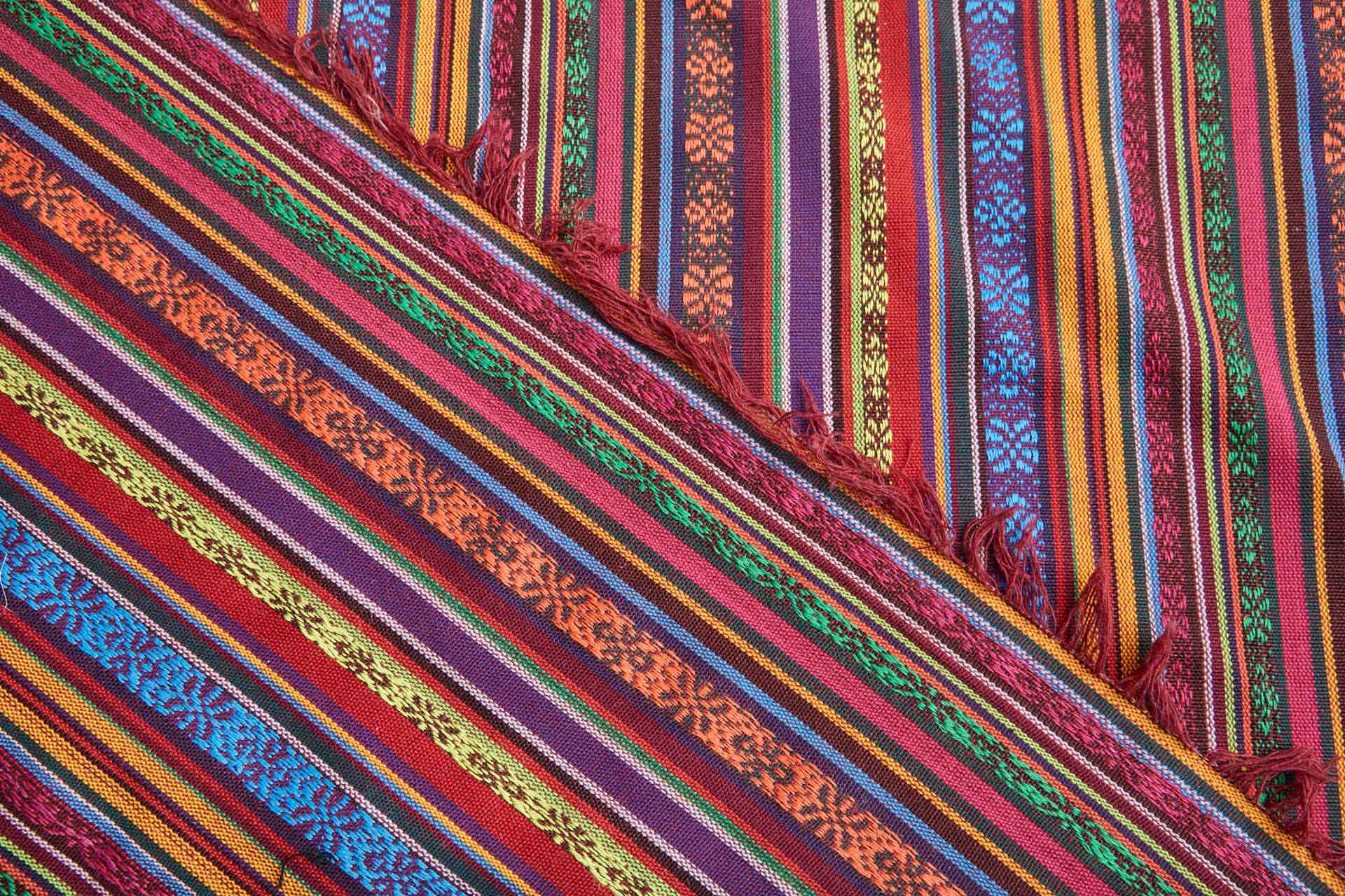"Mexicana" Striped Woven Cotton Blend - Reds, Blues & Orange fabric, image 7 of 9