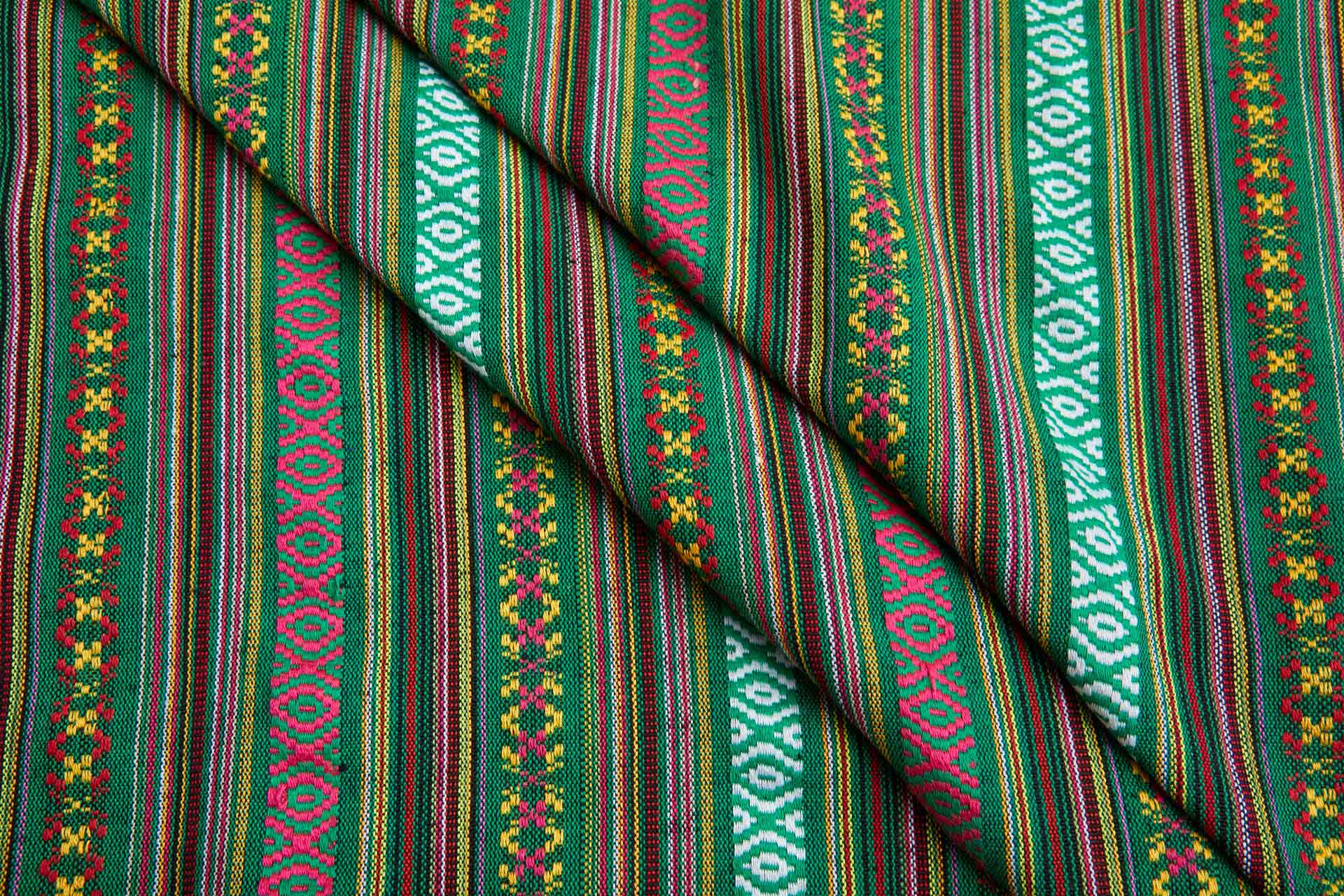 "Mexicana" Striped Woven Cotton Blend - Green & Multi fabric, image 3 of 9