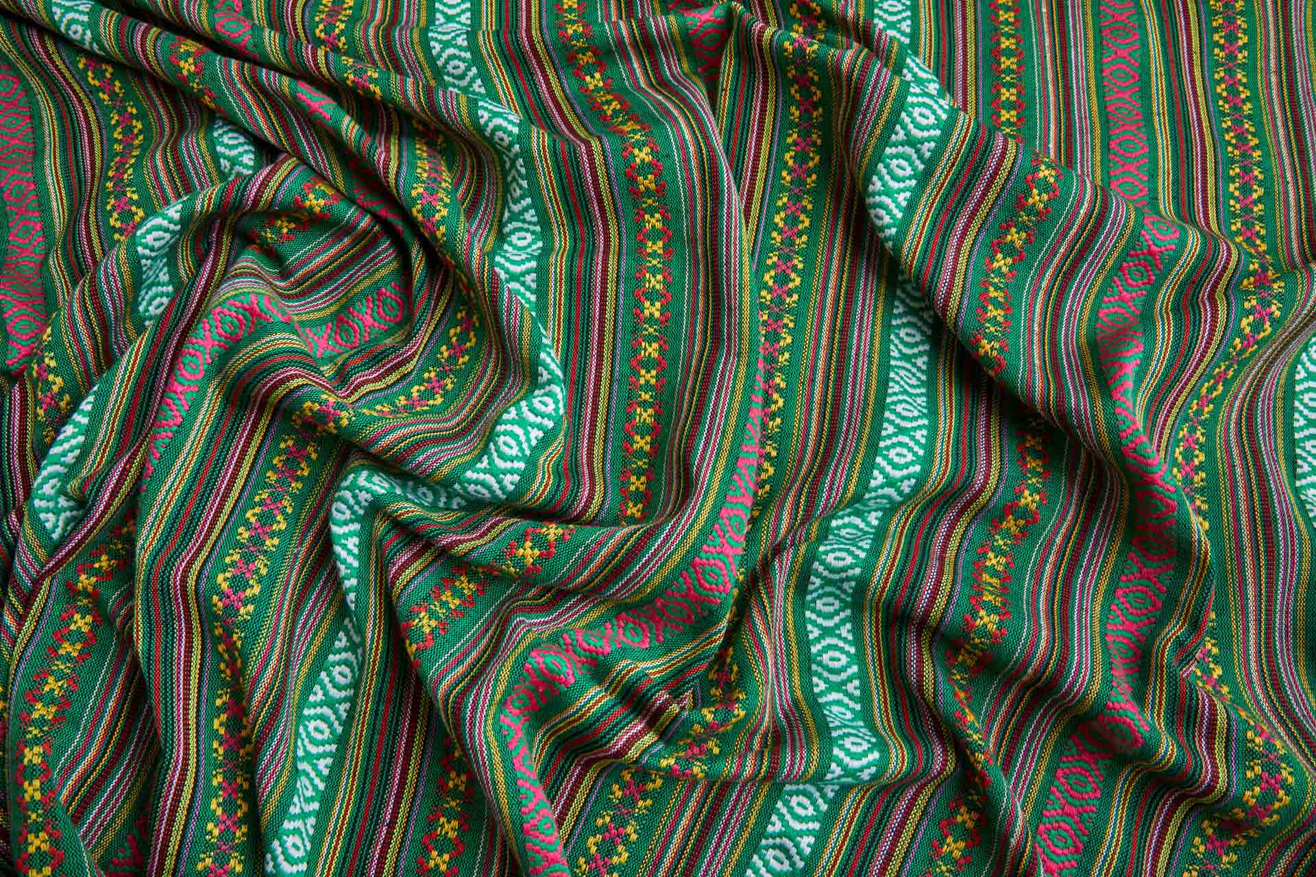 "Mexicana" Striped Woven Cotton Blend - Green & Multi fabric, image 4 of 9