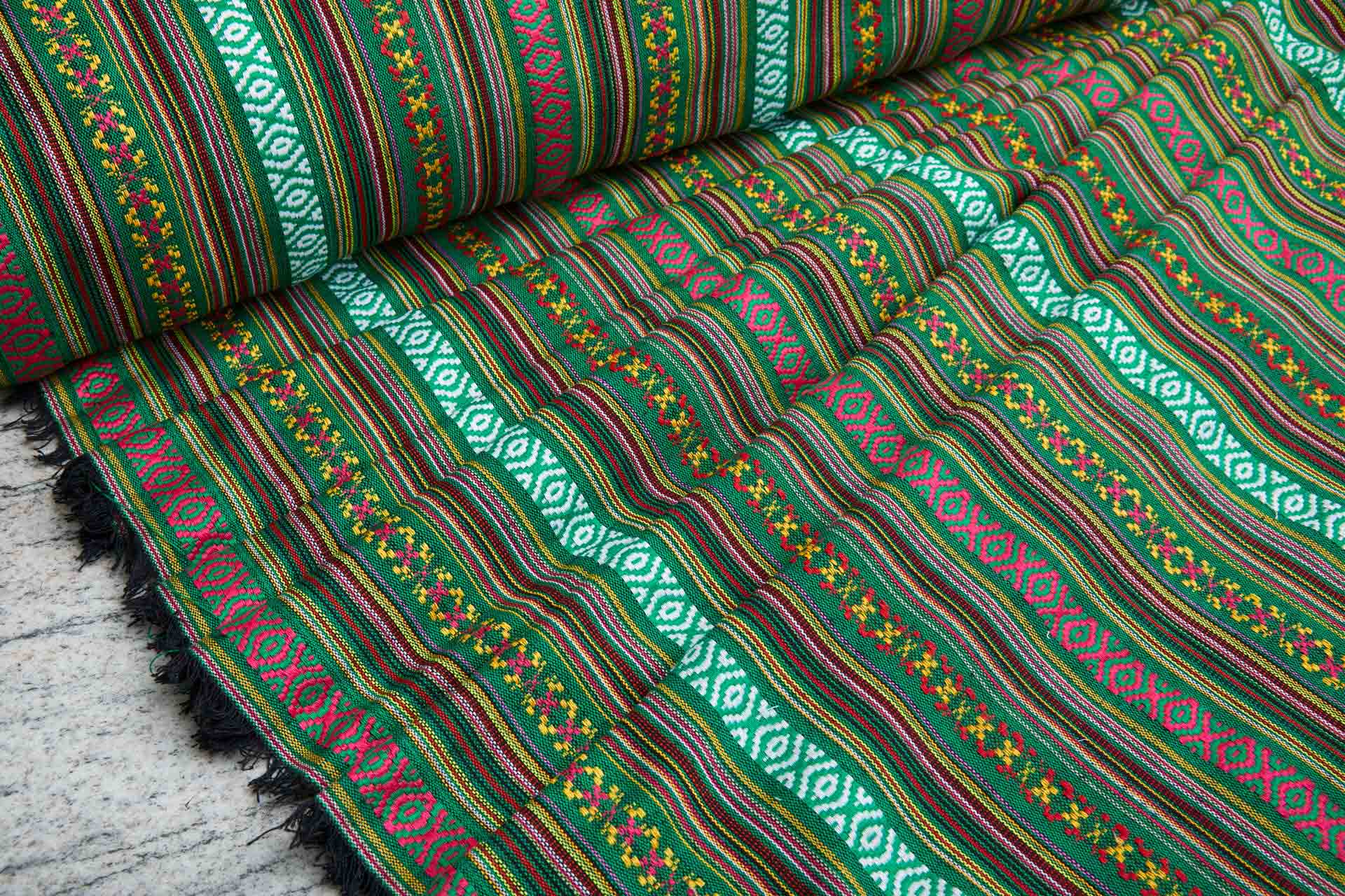 "Mexicana" Striped Woven Cotton Blend - Green & Multi fabric
