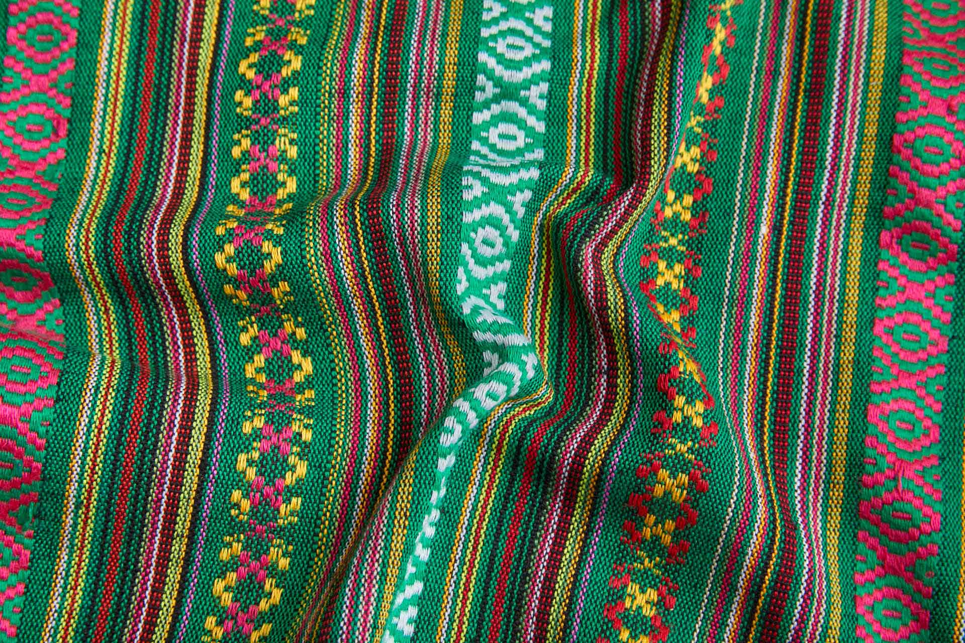 "Mexicana" Striped Woven Cotton Blend - Green & Multi fabric, image 2 of 9