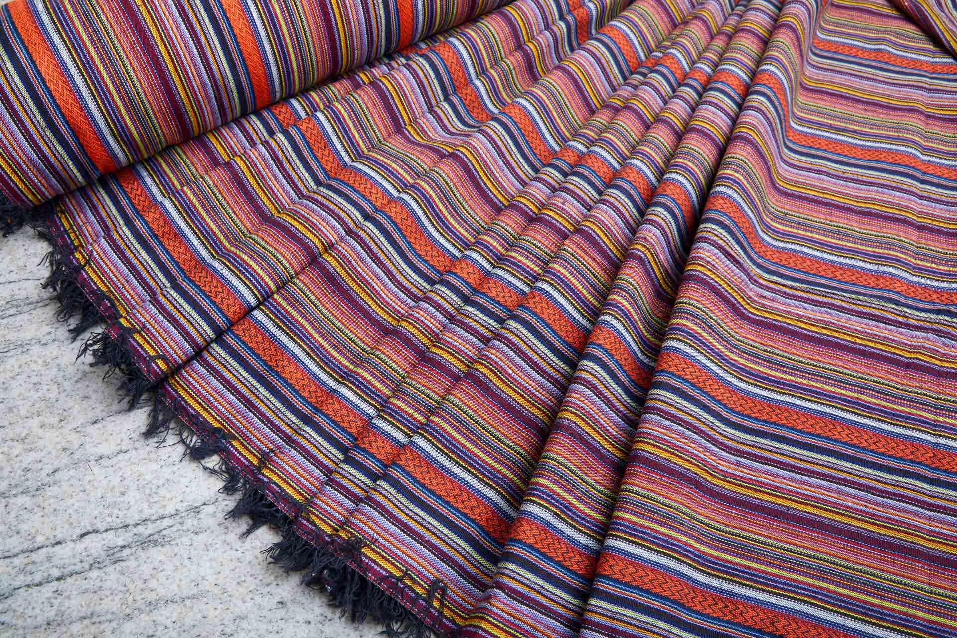"Mexicana" Striped Woven Cotton Blend - Lilac, Plum & Multi fabric