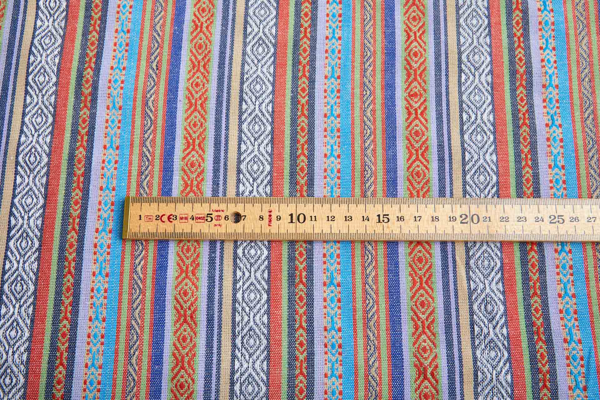 "Mexicana" Striped Woven Cotton Blend - Lilac, Blue, Red & Multi fabric, image 7 of 8