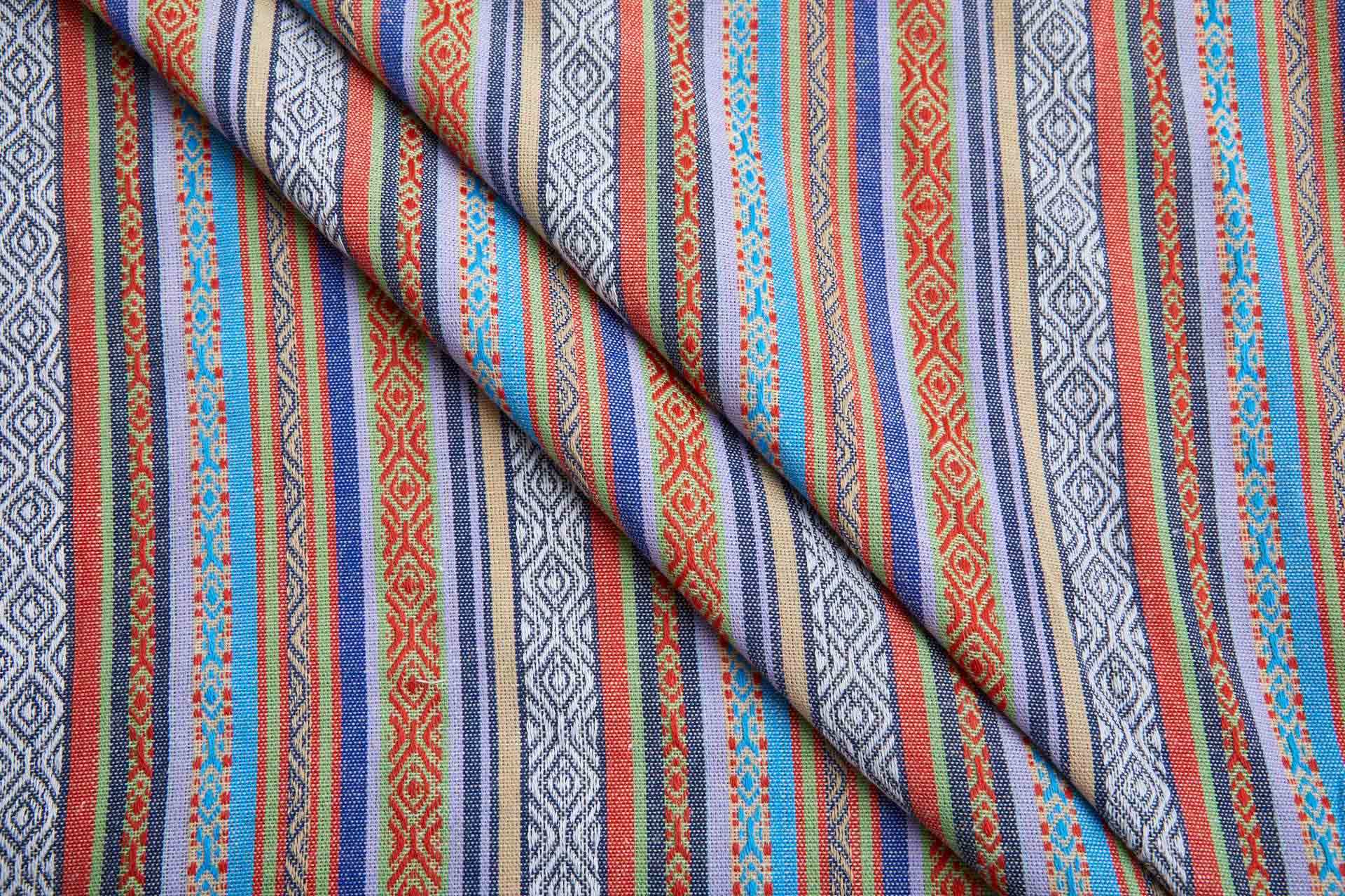 "Mexicana" Striped Woven Cotton Blend - Lilac, Blue, Red & Multi fabric, image 5 of 8
