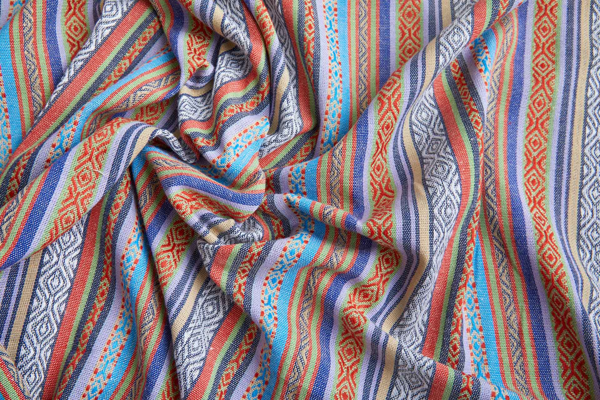 "Mexicana" Striped Woven Cotton Blend - Lilac, Blue, Red & Multi fabric, image 4 of 8