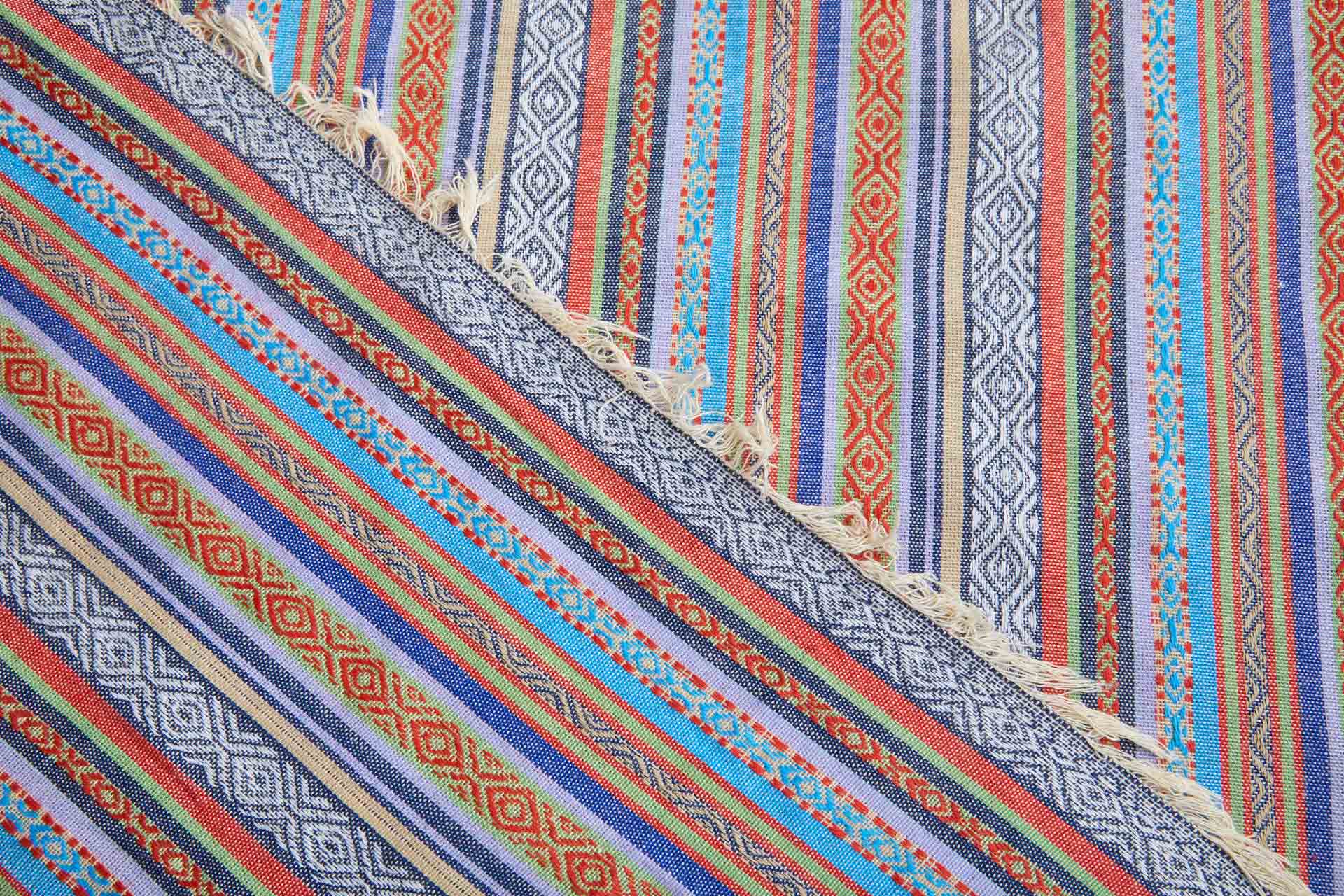 "Mexicana" Striped Woven Cotton Blend - Lilac, Blue, Red & Multi fabric, image 3 of 8