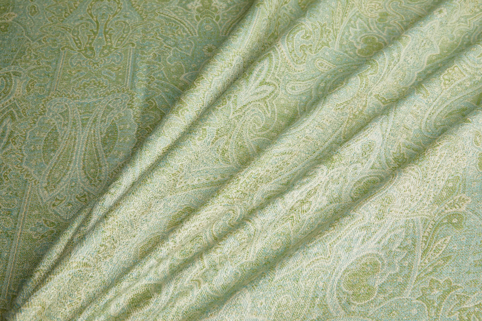 Paisley Wool Challis - Fresh Greens with Cream fabric, image 2 of 6