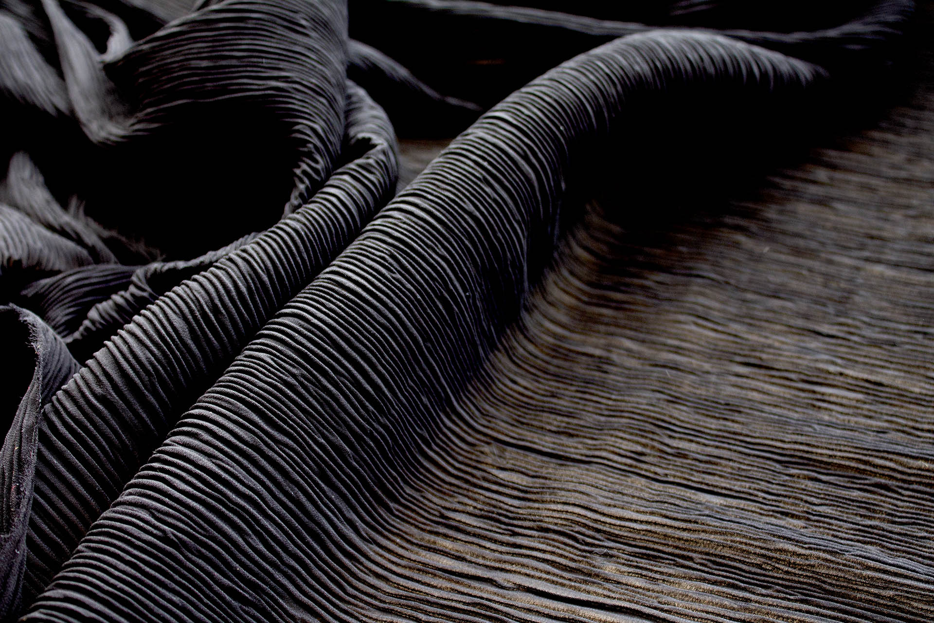 Pleated Soft Polyester Georgette - Black fabric, image 2 of 6