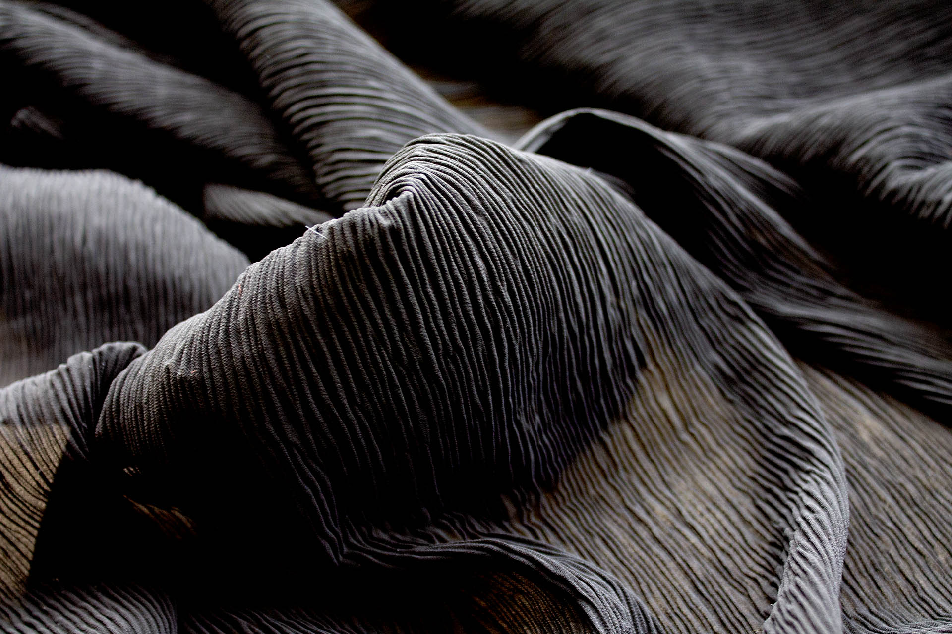 Pleated Soft Polyester Georgette - Black fabric, image 4 of 6