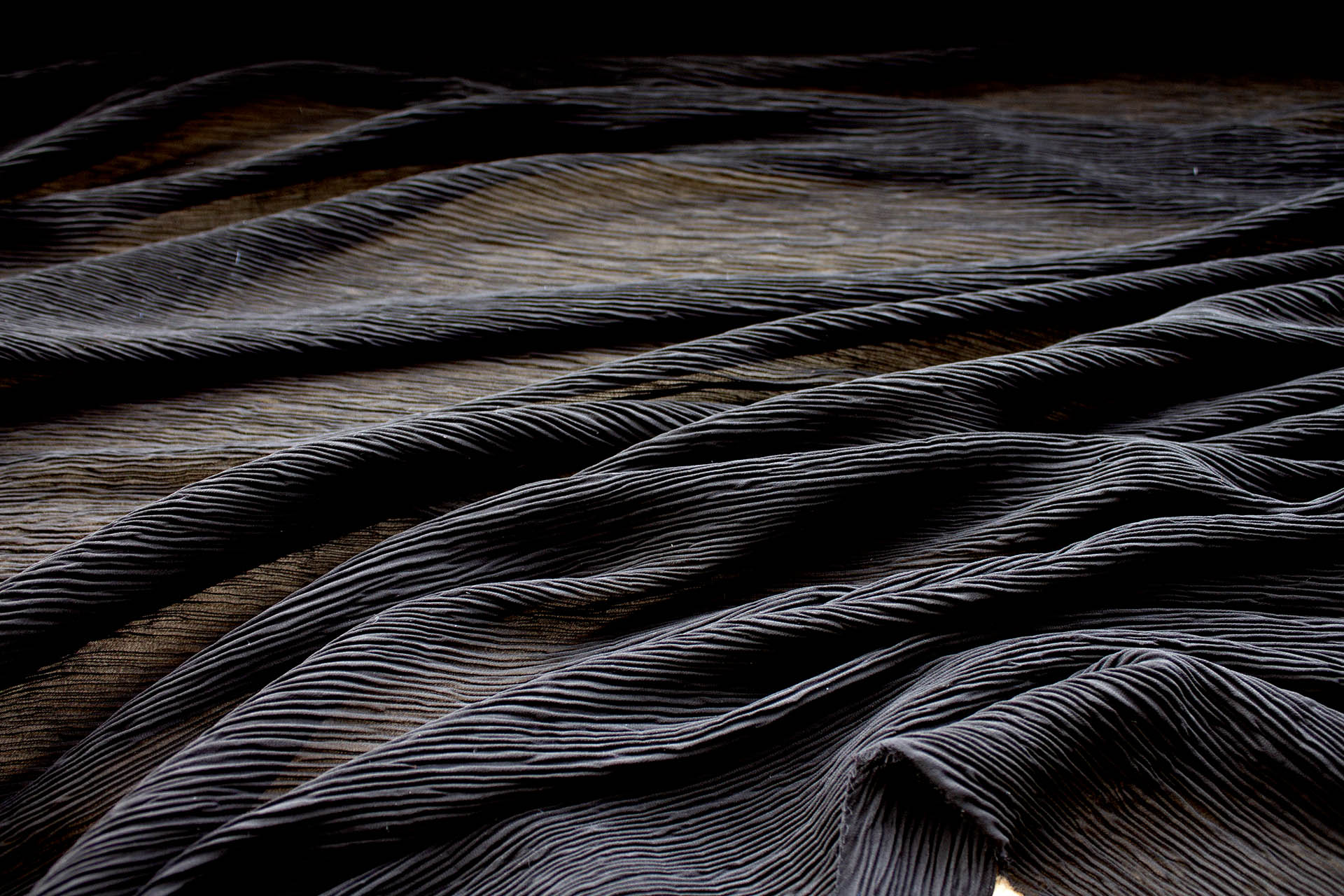 Pleated Soft Polyester Georgette - Black fabric, image 5 of 6