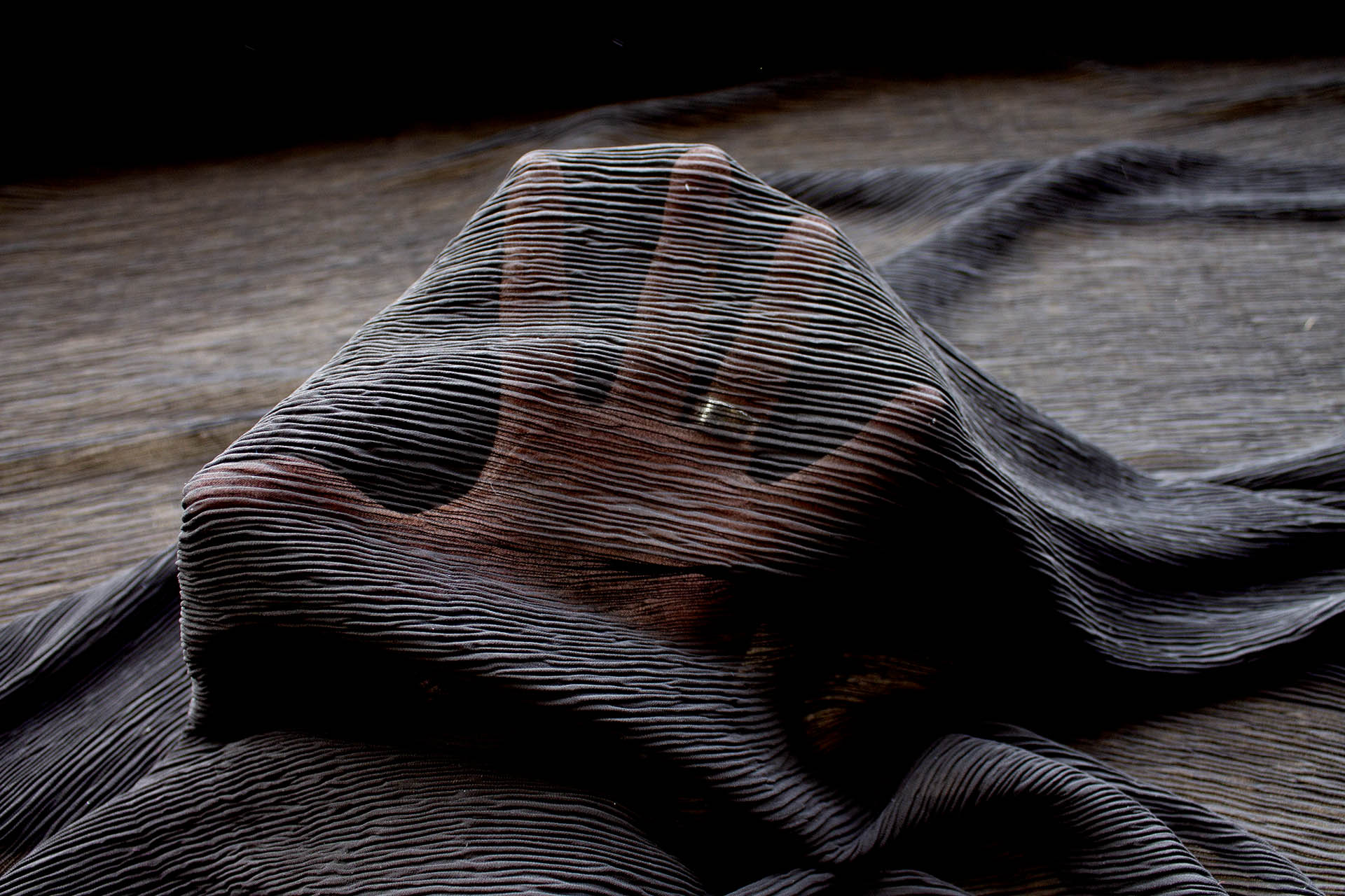 Pleated Soft Polyester Georgette - Black fabric, image 6 of 6
