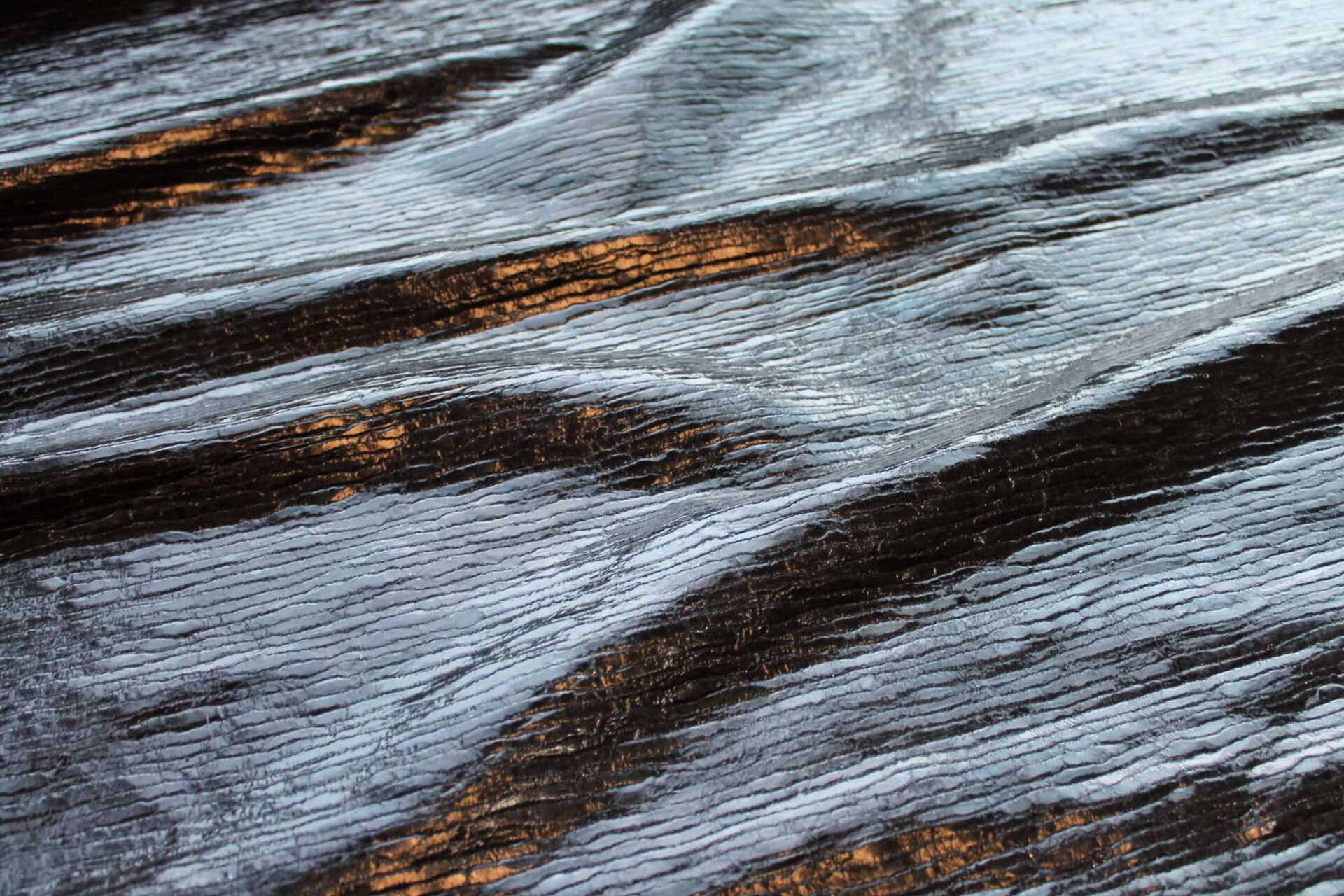 Black Foiled Chunky "Treebark" Silk Weave - Black / Black fabric, image 2 of 7