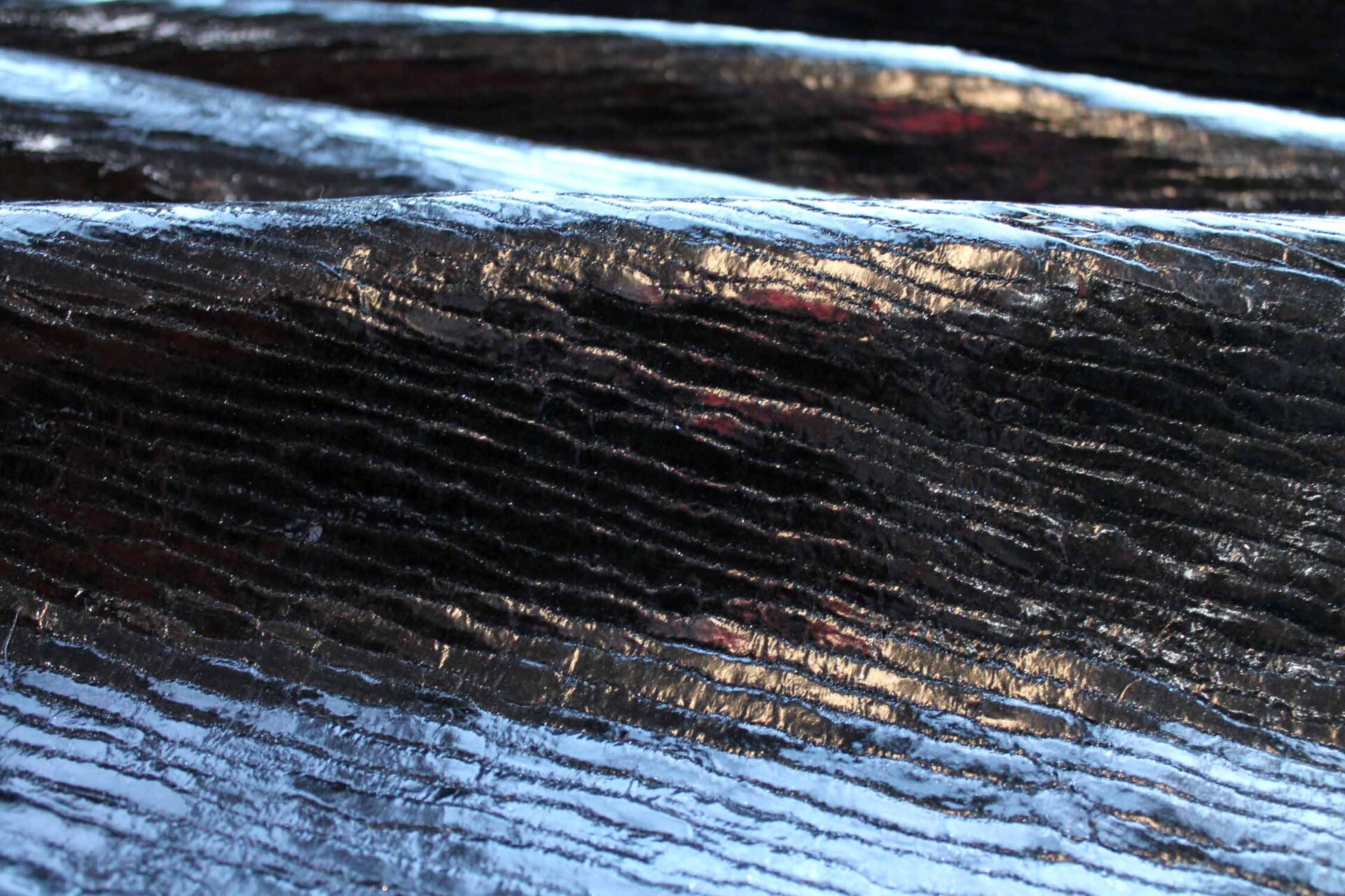 Black Foiled Chunky "Treebark" Silk Weave - Black / Black fabric, image 7 of 7