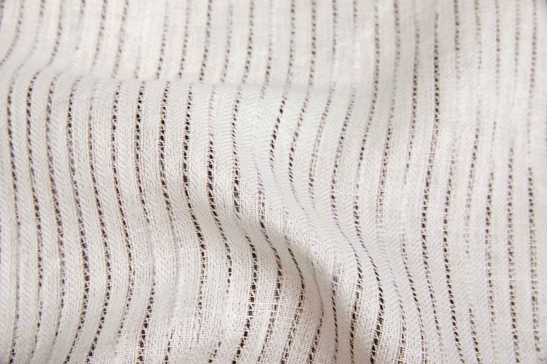 Slubby Cotton and Linen Stripe - Ivory and Black fabric, image 2 of 7